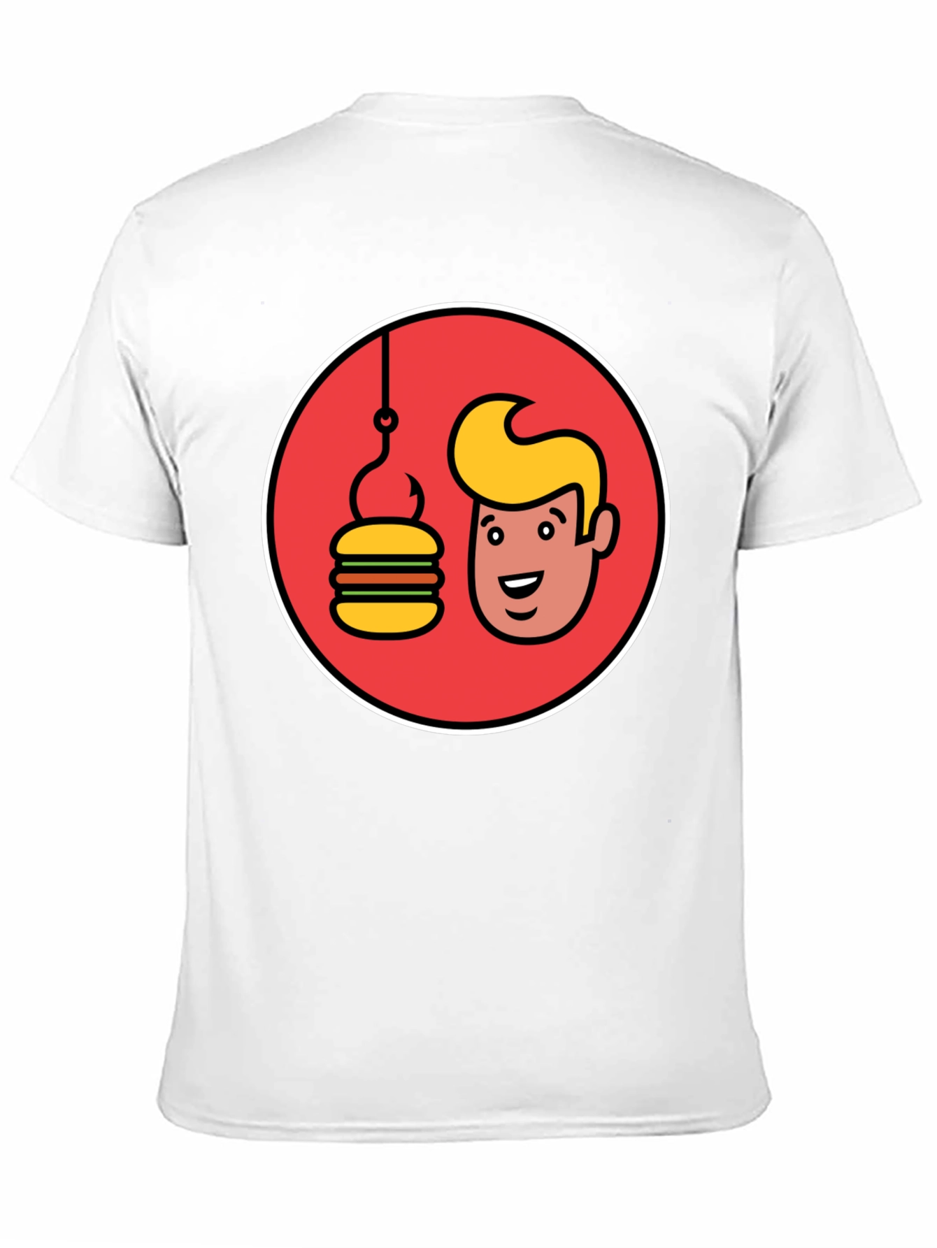 Black Funny Man & Burger Fishing Hook Black T-Shirt view 11