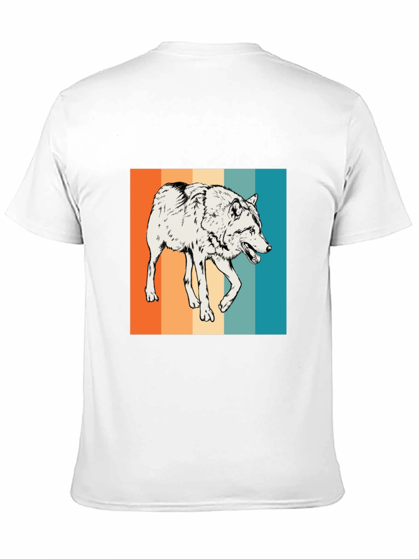 Retro Wolf Graphic Tee - Men's Black T-Shirt - 11