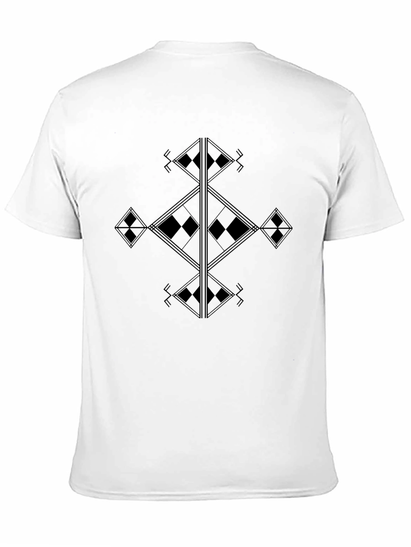 Black Geometric Diamond Pattern Black T-Shirt view 11