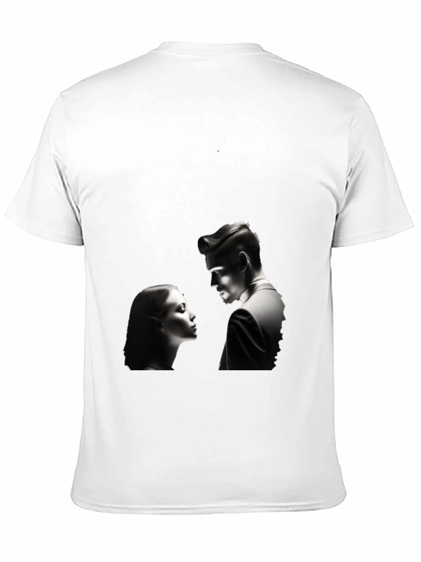 Black Romantic Black T-Shirt: Silhouette Couple Design view 11