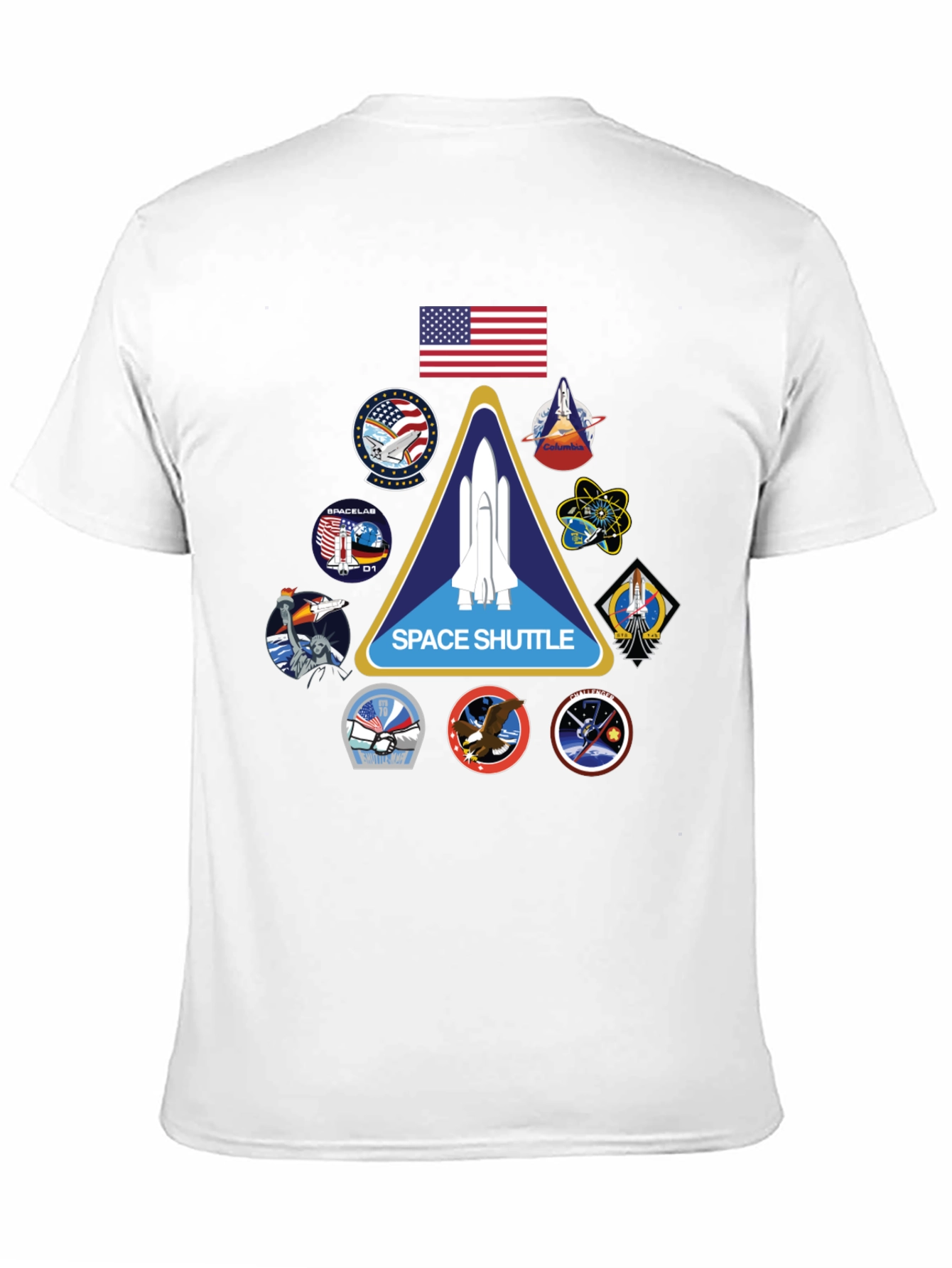Black Space Shuttle Mission Patches Black T-Shirt view 11