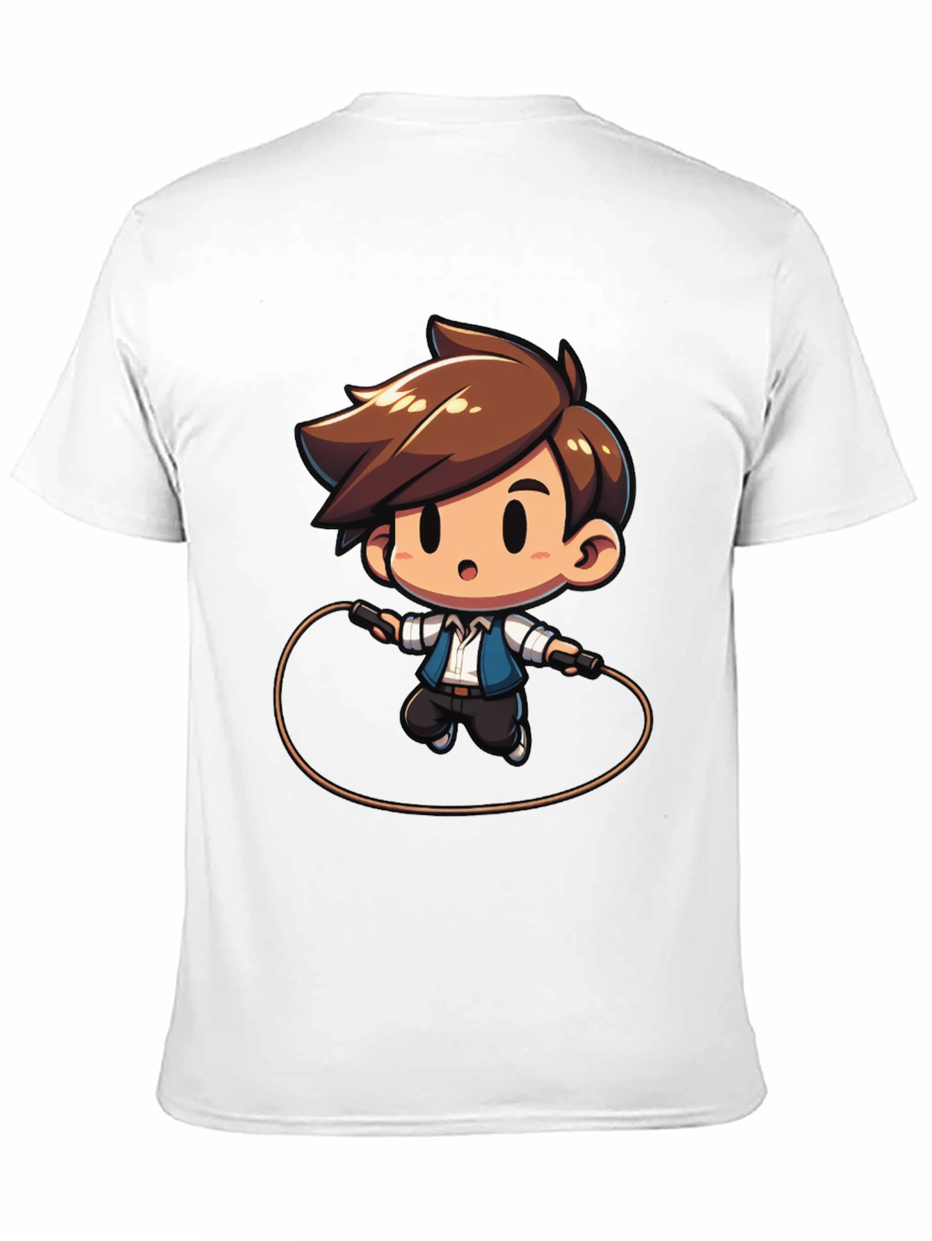 Black Cartoon Boy Jumping Rope Black T-Shirt view 11