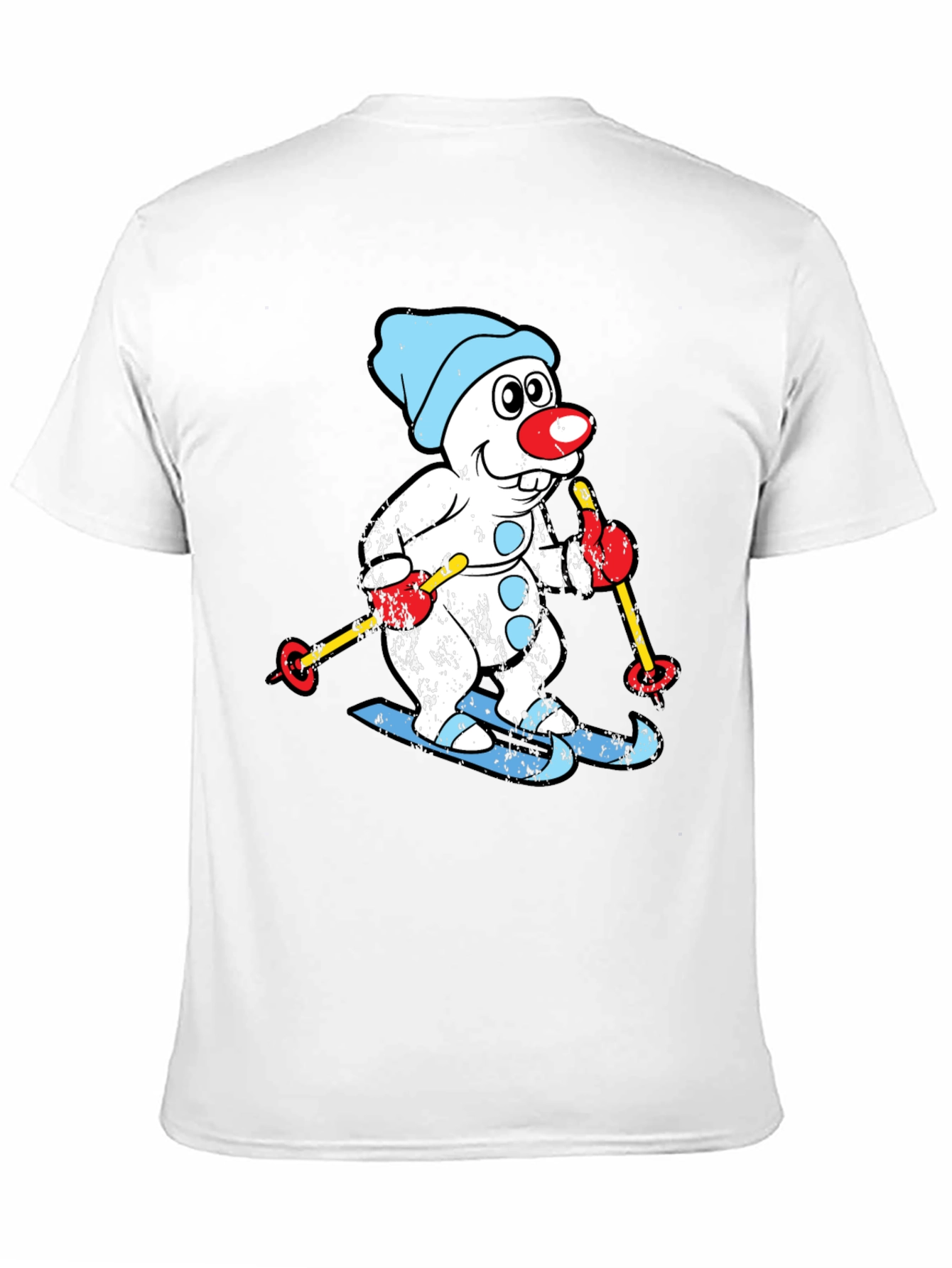 Black Skiing Snowman T-Shirt - Winter Fun view 11