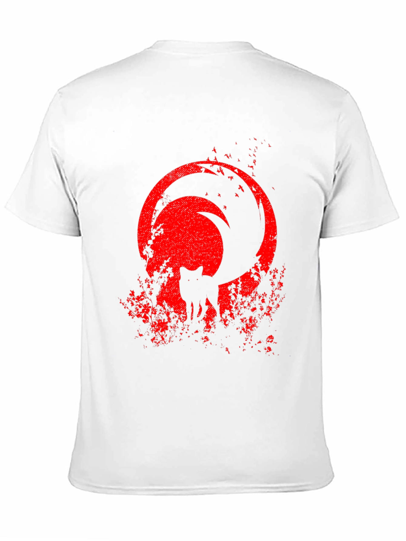 Black Wolf & Moon Graphic Tee - Black Cotton Blend T-Shirt view 11