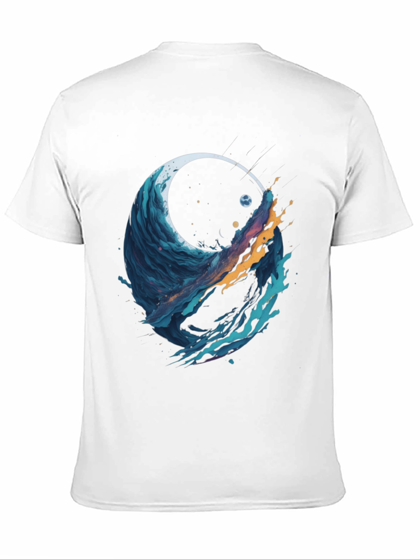 Black Abstract Wave Graphic Tee - Black Cotton Blend view 11