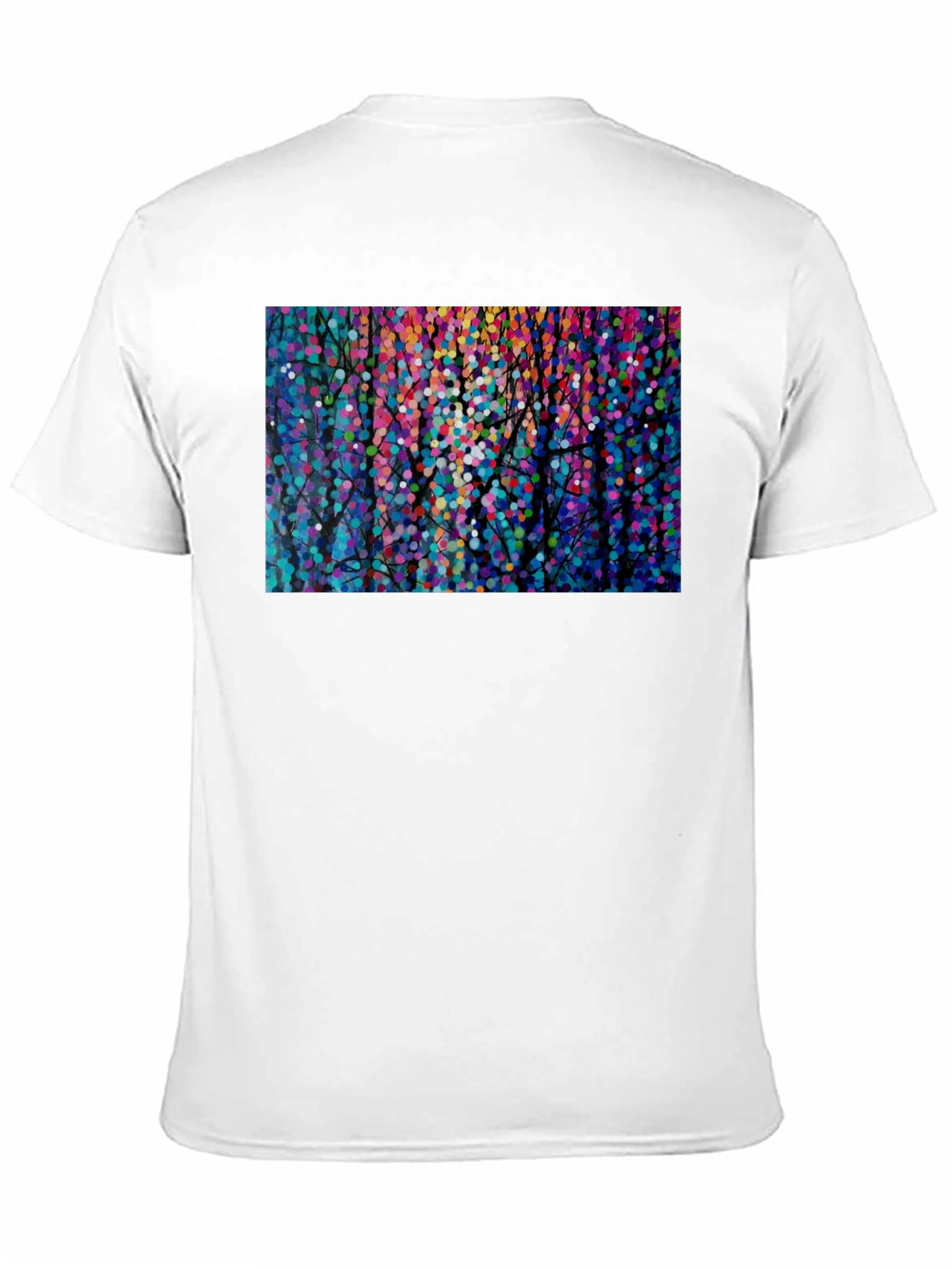 Black Colorful Abstract Forest Graphic Tee - Black view 11