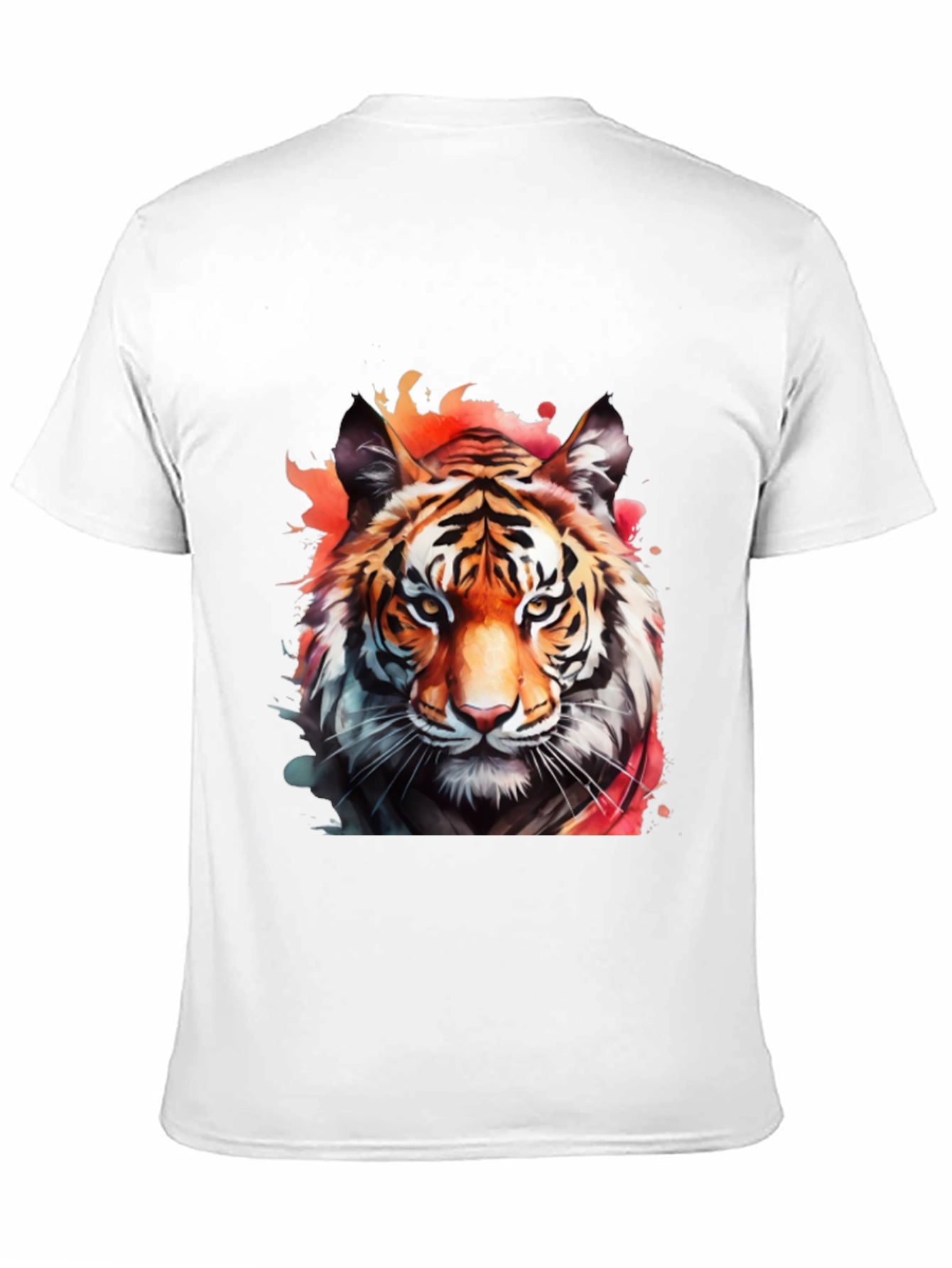 Black Watercolor Tiger Graphic Black T-Shirt view 11