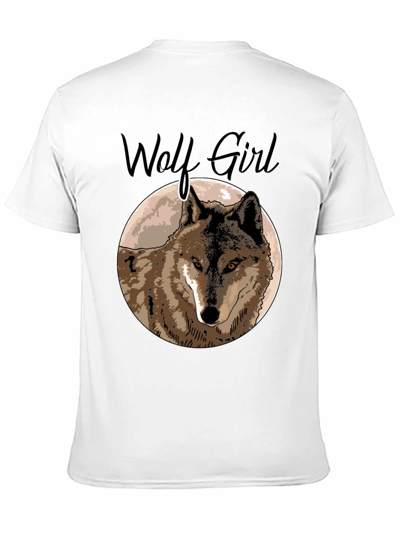 Black Wolf Girl Graphic Tee - Black Cotton T-Shirt view 11
