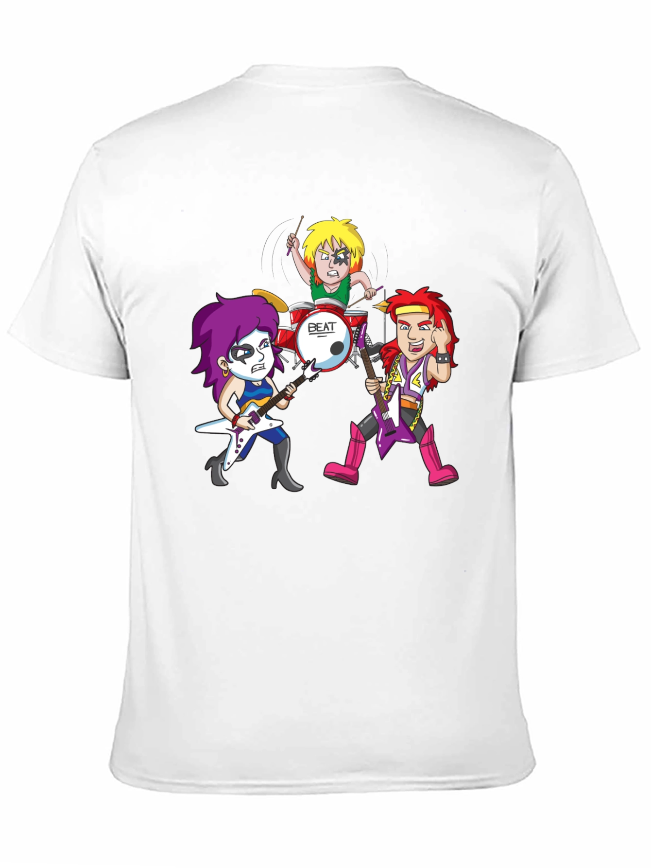Black Rock Band Cartoon Graphic Black T-Shirt view 11
