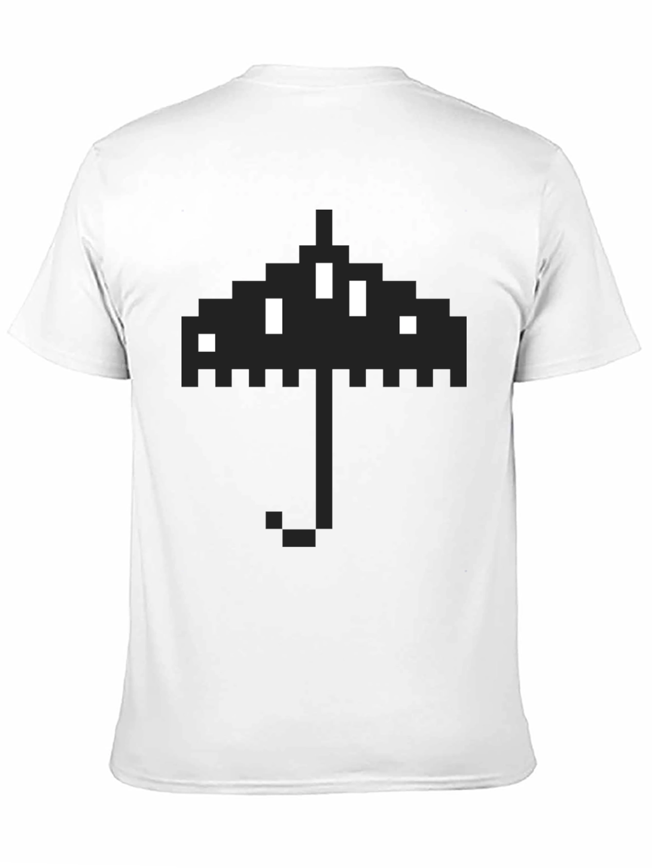 Black Pixel Umbrella Graphic T-Shirt - Black Cotton Tee view 11