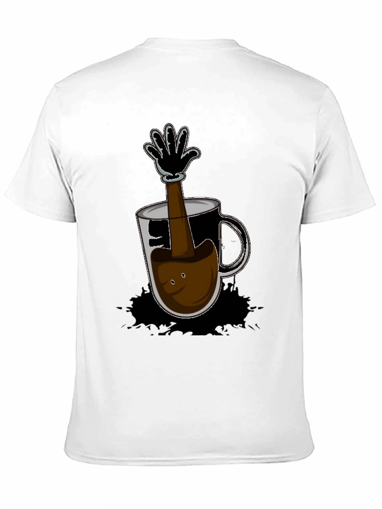 Black Cartoon Coffee Hand T-Shirt - Unique Graphic Tee view 11