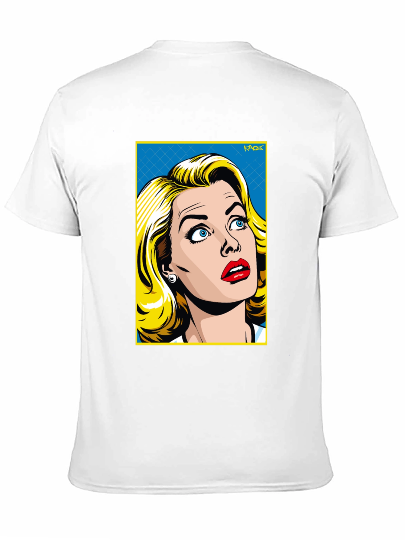 Black Retro Pop Art Woman T-Shirt - Black Cotton Tee view 11