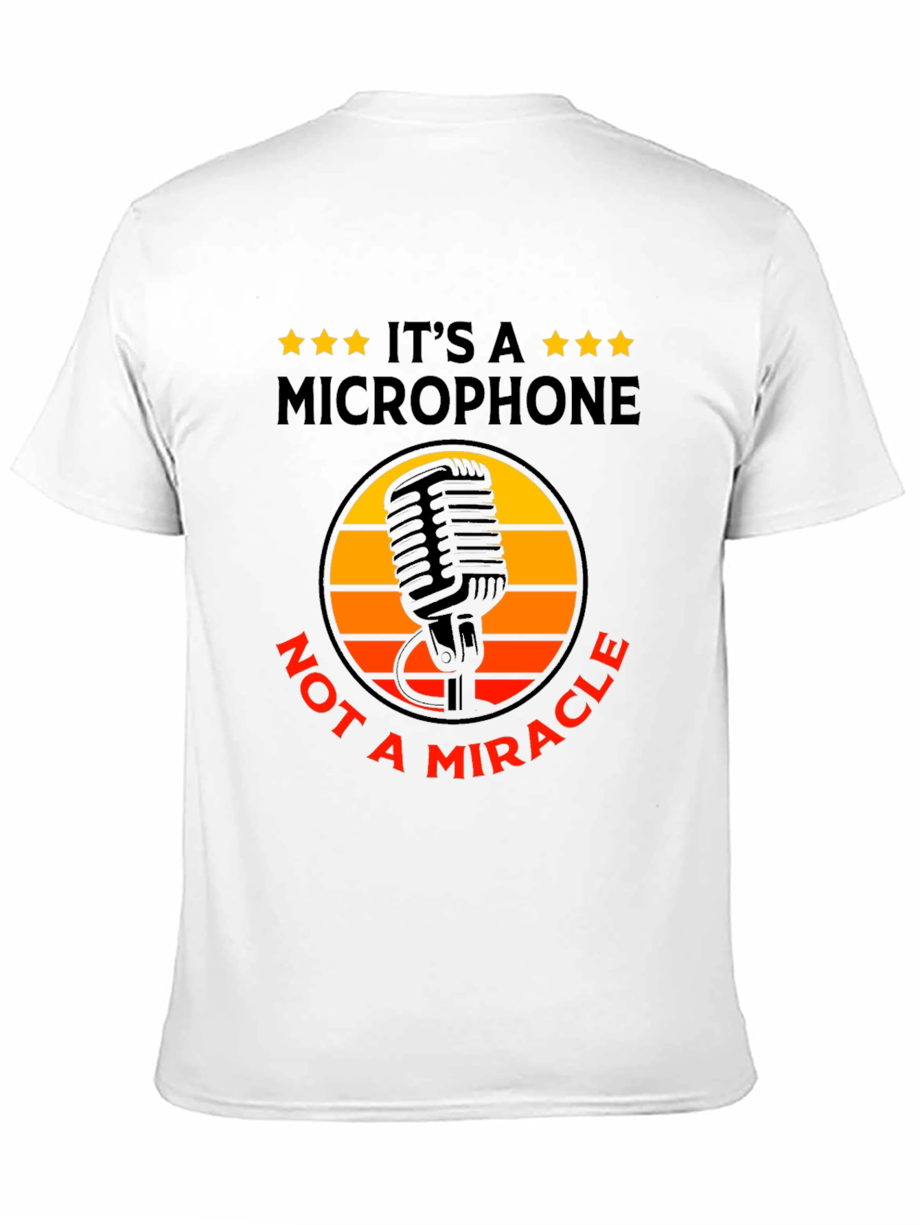Black Retro Microphone Graphic Tee -  "It's a Microphone, Not a Miracle" view 11