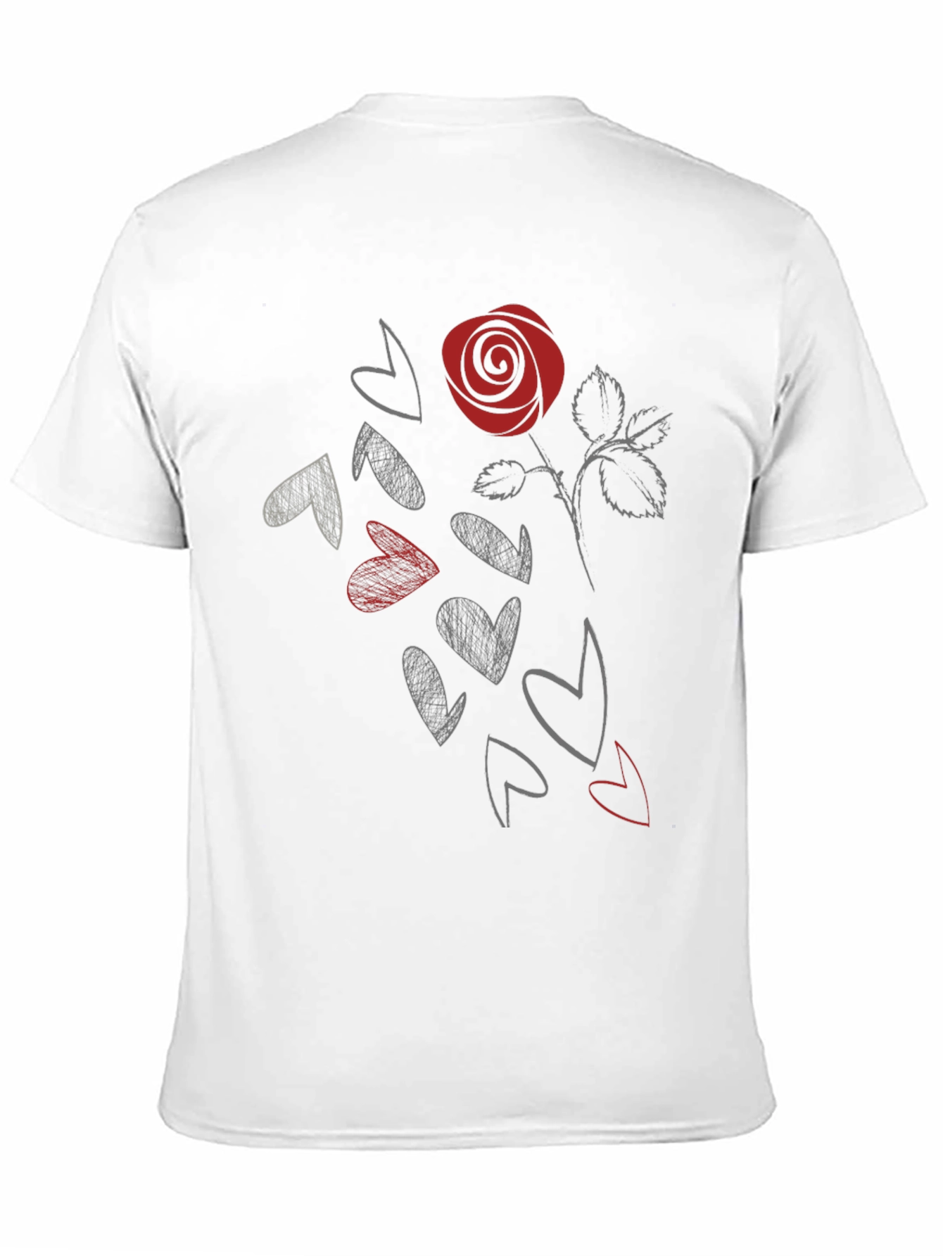 Black Rose & Hearts Graphic Tee - Stylish Black T-Shirt view 11