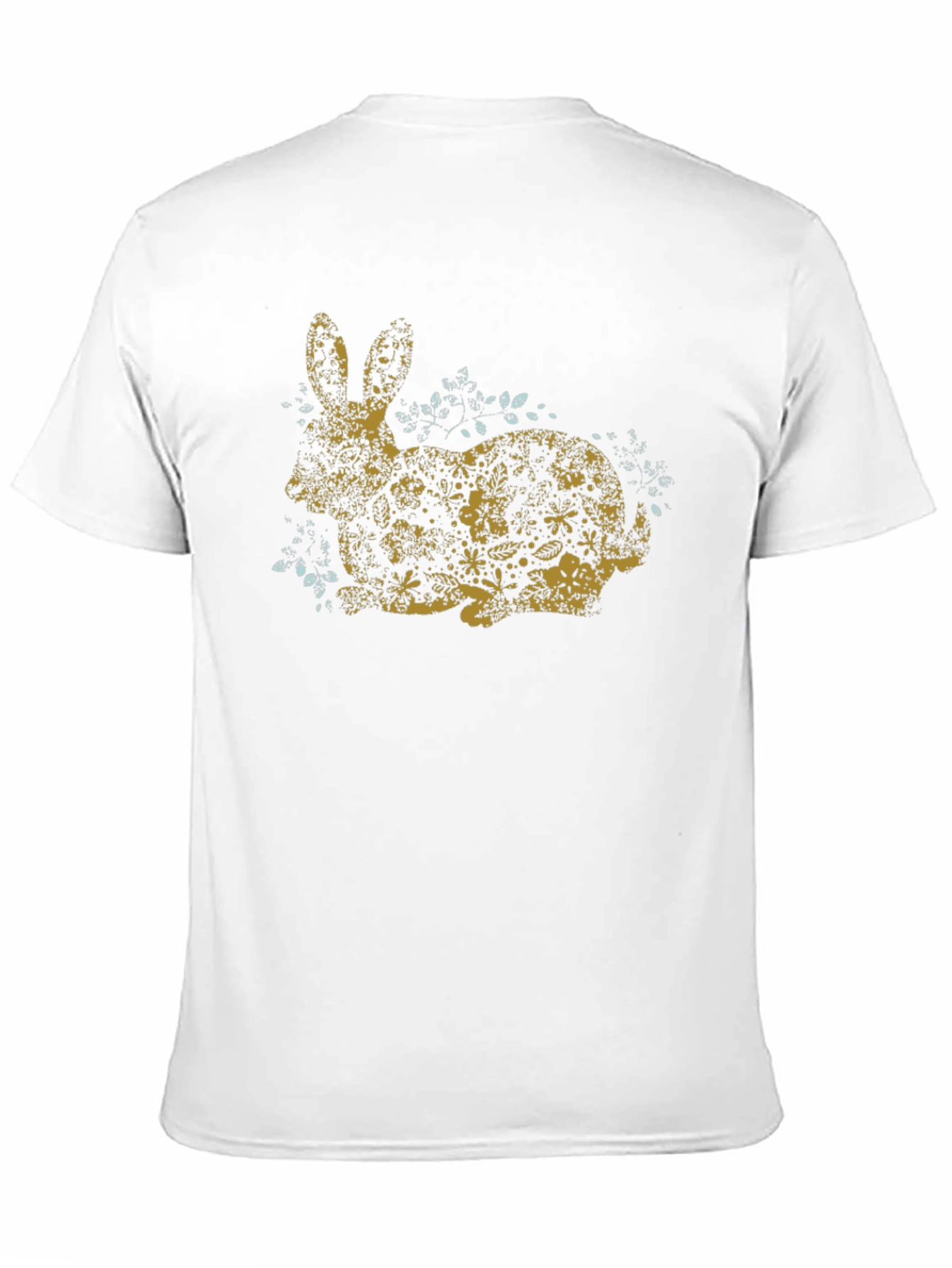 Black Floral Bunny Graphic Tee - Black Cotton Casual Shirt view 11
