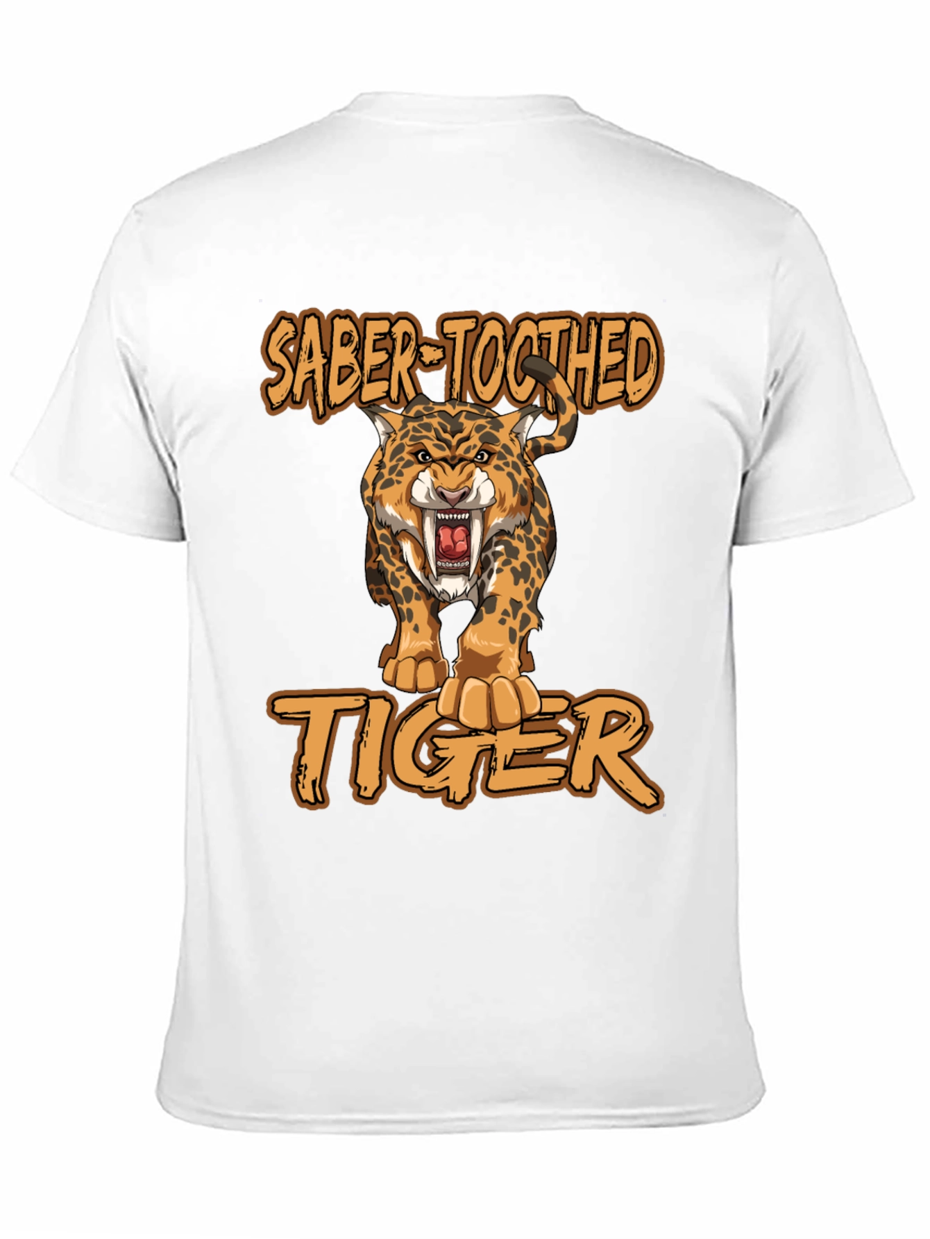 Black Saber-Toothed Tiger Graphic Print T-Shirt view 11