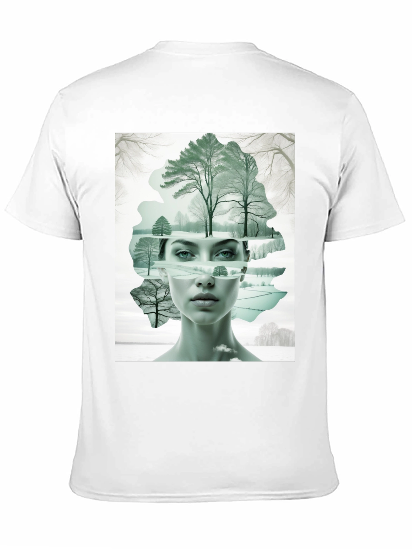Black Abstract Woman & Winter Scene Graphic Tee view 11