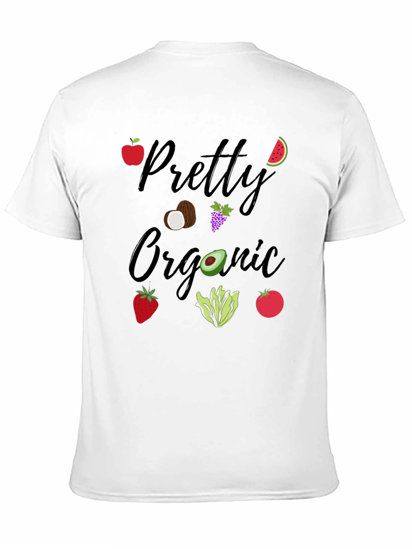 Black Pretty Organic Black T-Shirt Fruit & Vegetable Graphic view 11