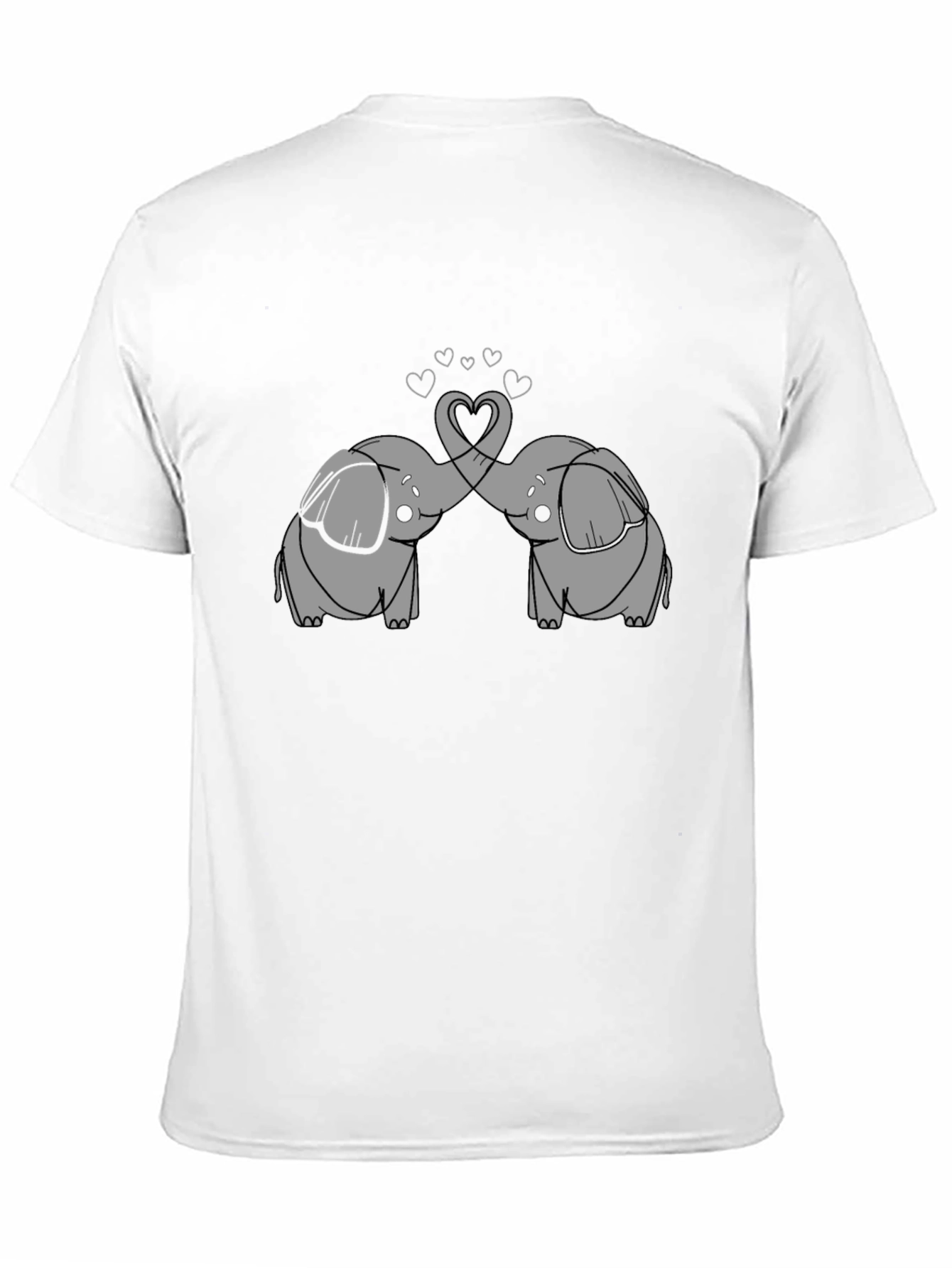 Black Elephant Love T-Shirt - Cute Cartoon Design view 11