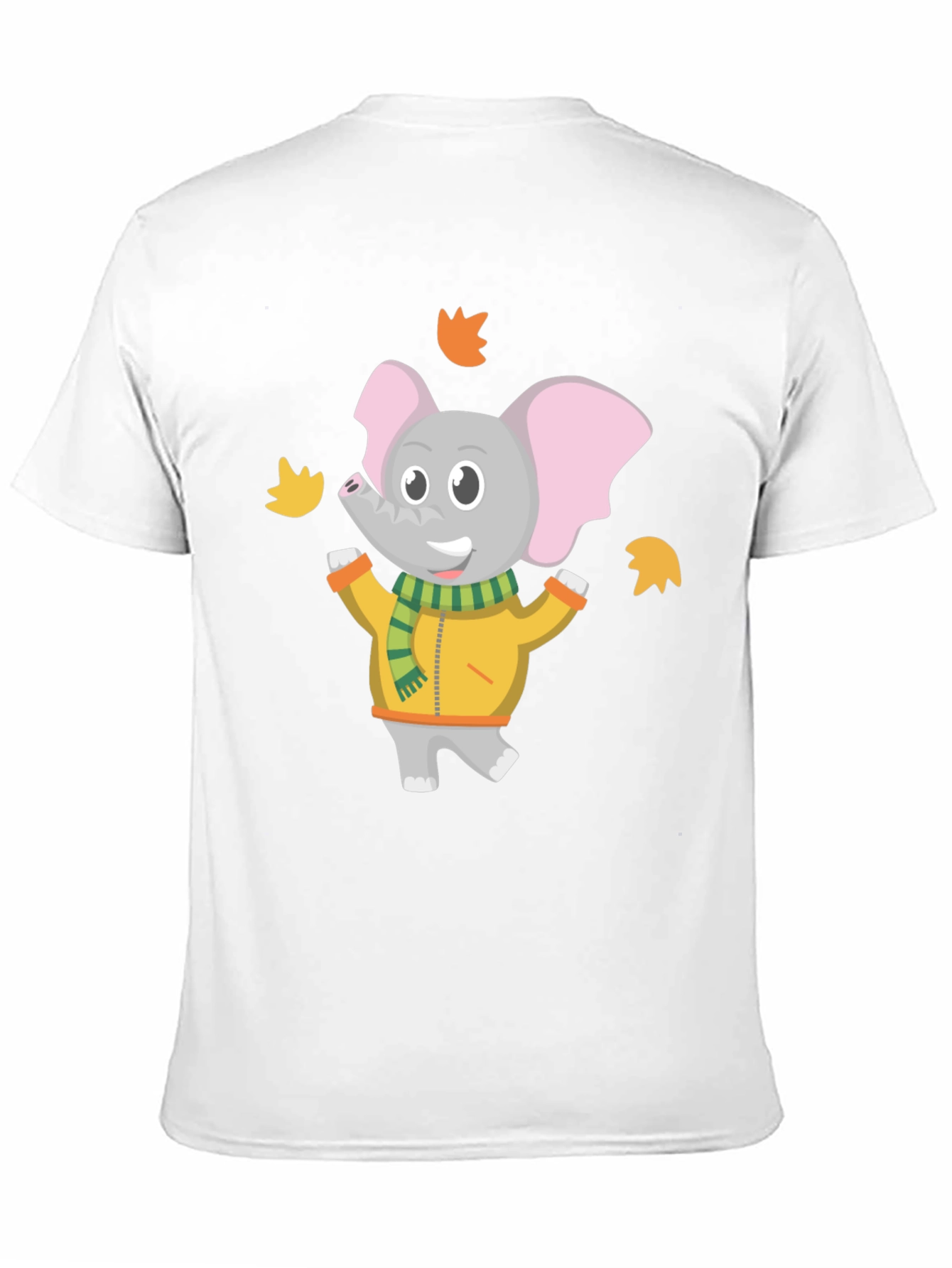 Black Cute Elephant Fall Leaves Graphic T-Shirt view 11