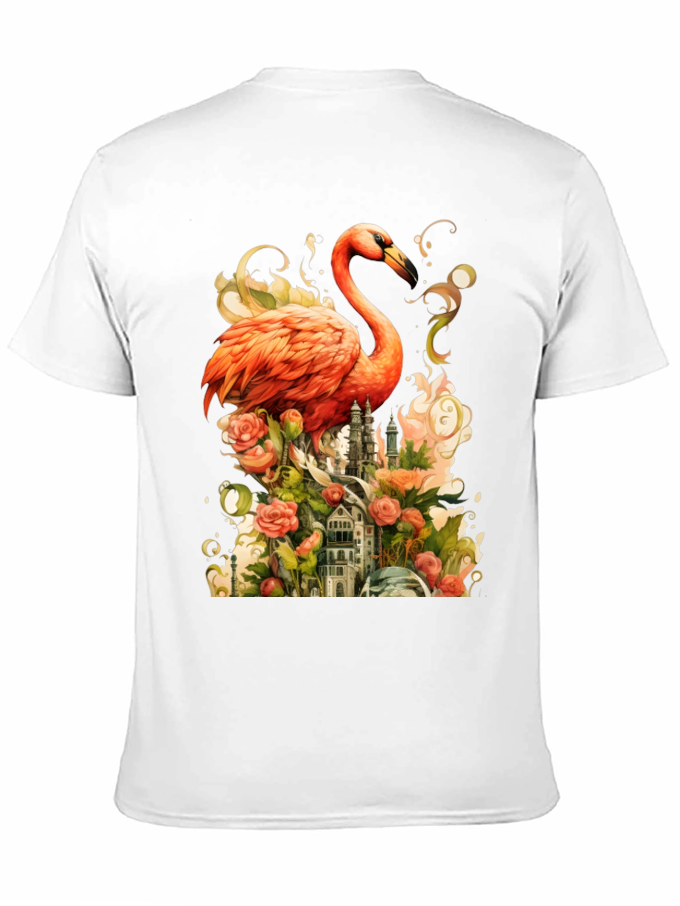Black Flamingo Castle Graphic Tee view 11