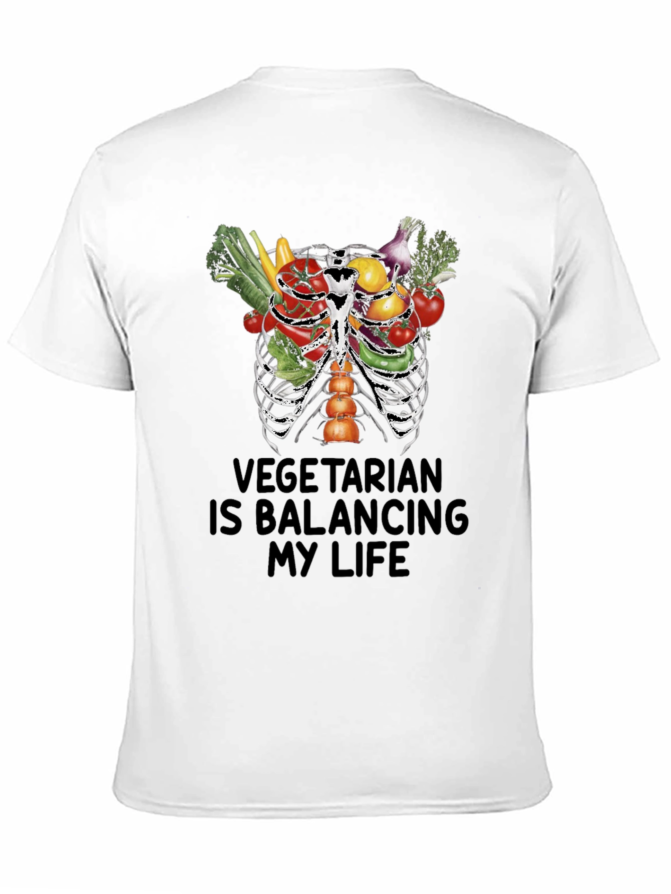 Black Vegetarian Balancing Life Graphic Tee view 11