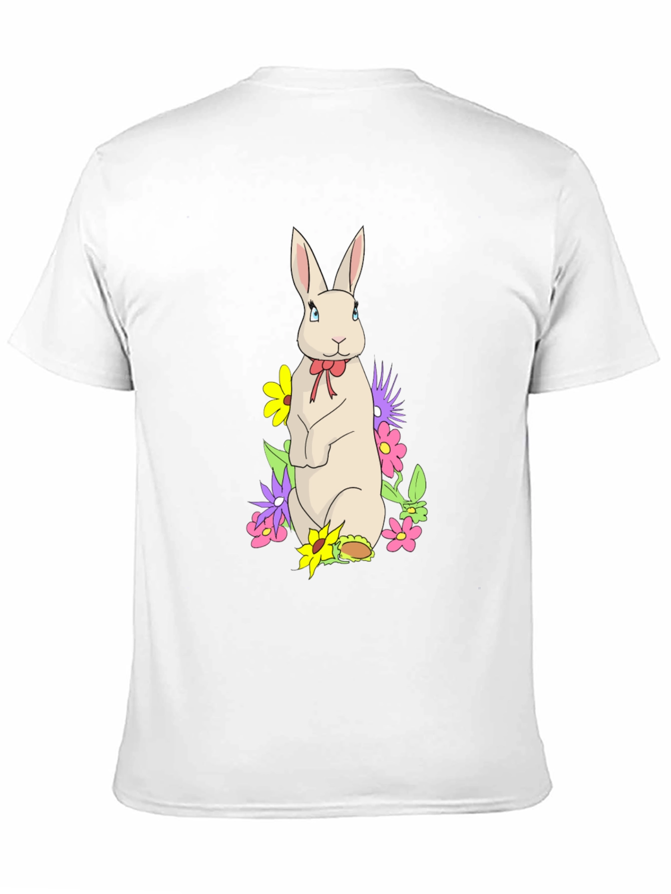 Black Rabbit & Flowers Black T-Shirt view 11