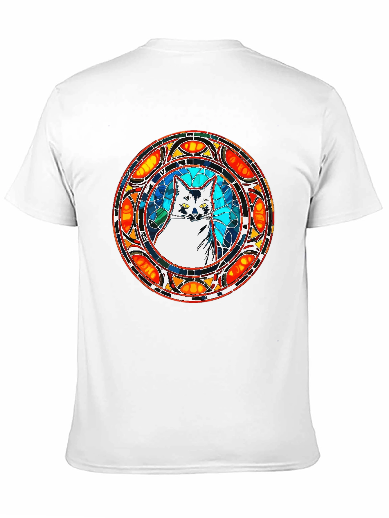 Black Stained Glass Cat T-Shirt - Unique Artistic Design view 11