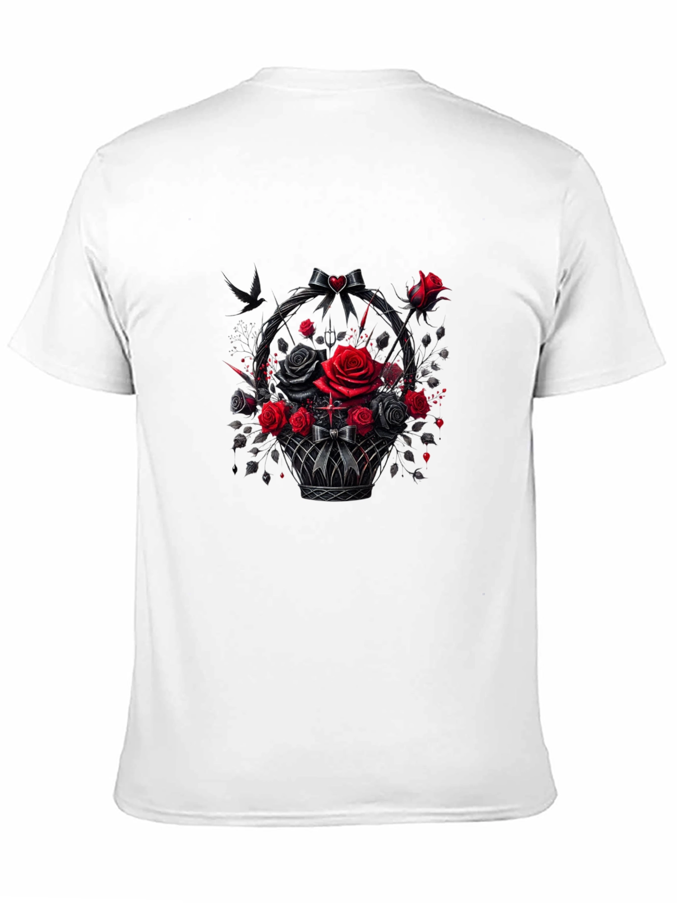 Gothic Roses T-Shirt - Dark Floral Basket Design - 11