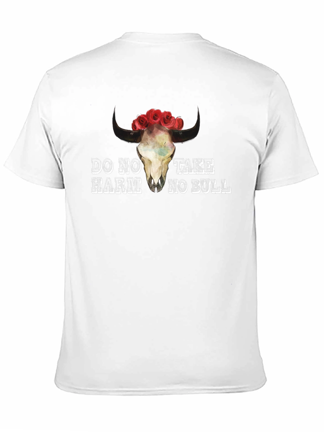 Black Do No Harm Take No Bull Skull Graphic Tee view 11
