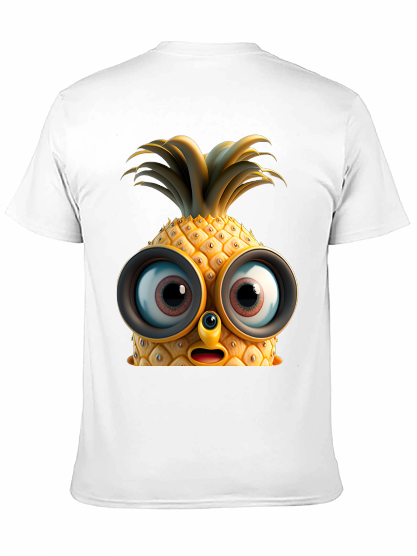 Black Funny Pineapple Face Graphic T-Shirt view 11