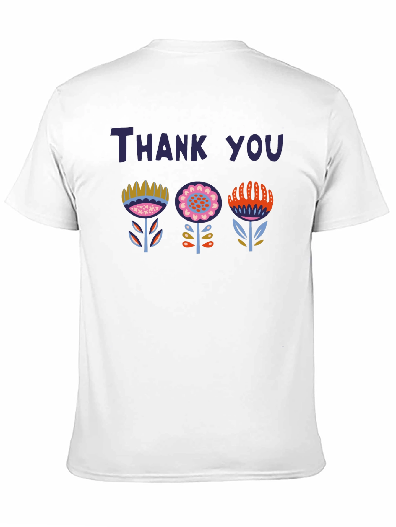 Black Thank You Floral Graphic Tee - Unisex Soft Cotton Blend T-Shirt view 11