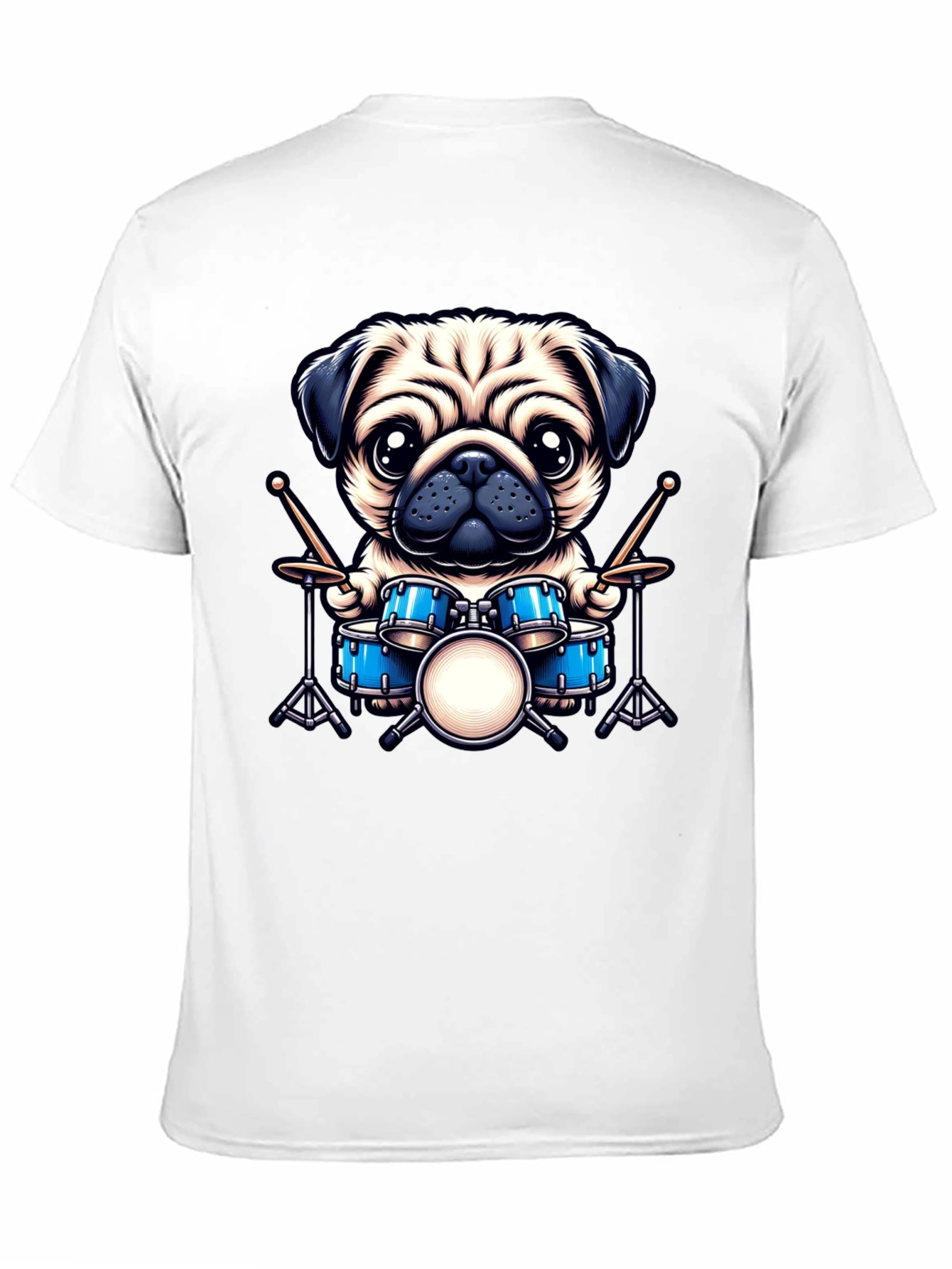 Black Pug Drummer Graphic Tee view 11