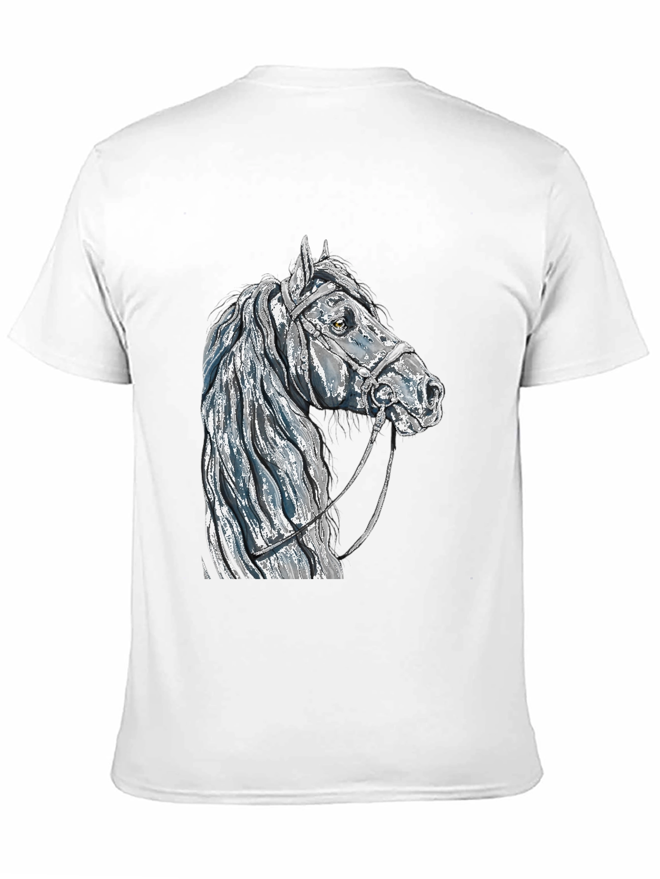 Black Horse Head Graphic Tee - Black Cotton Blend T-Shirt view 11