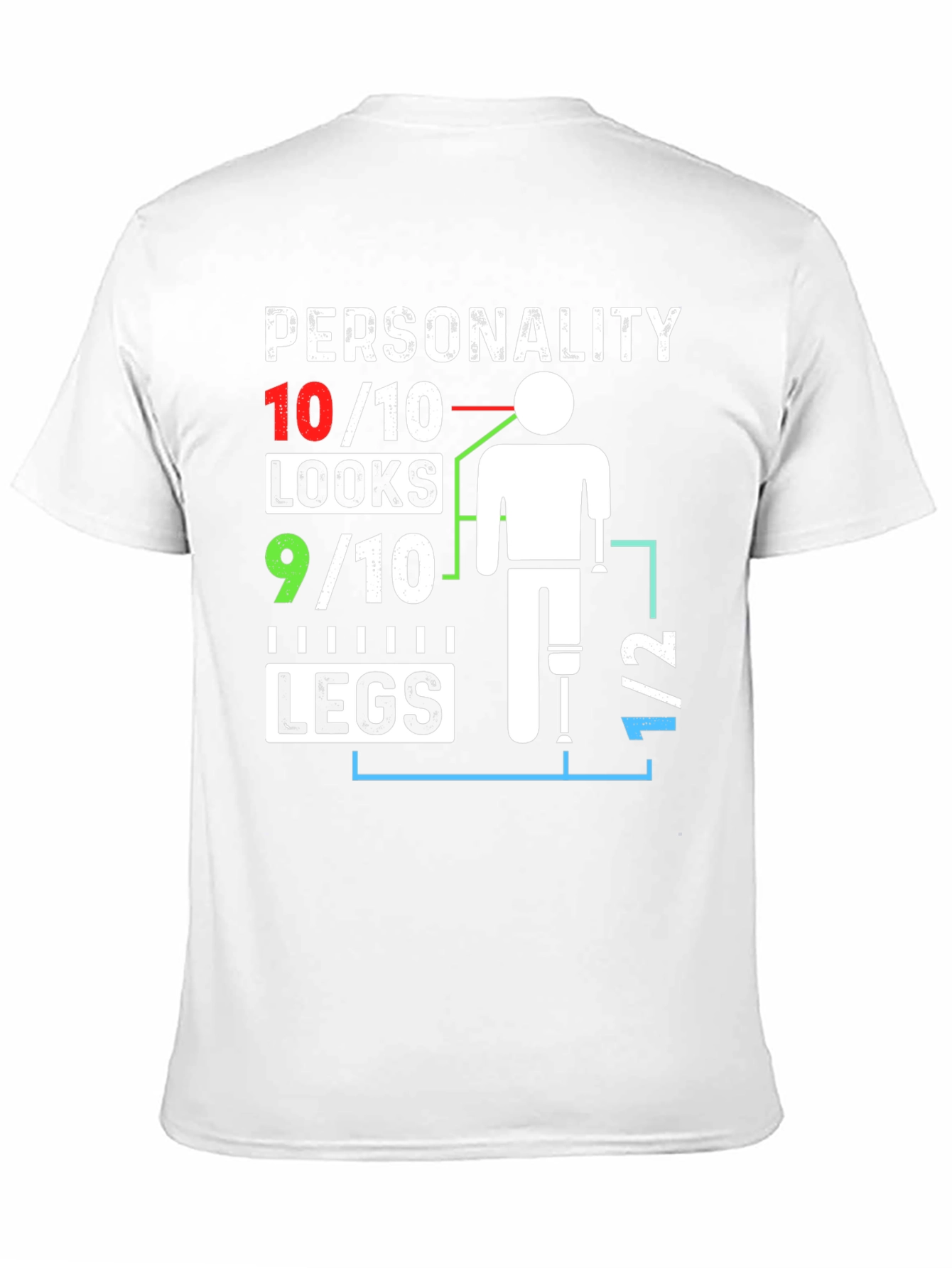 Black Humorous Amputee T-Shirt: Personality 10/10, Looks 9/10 view 11