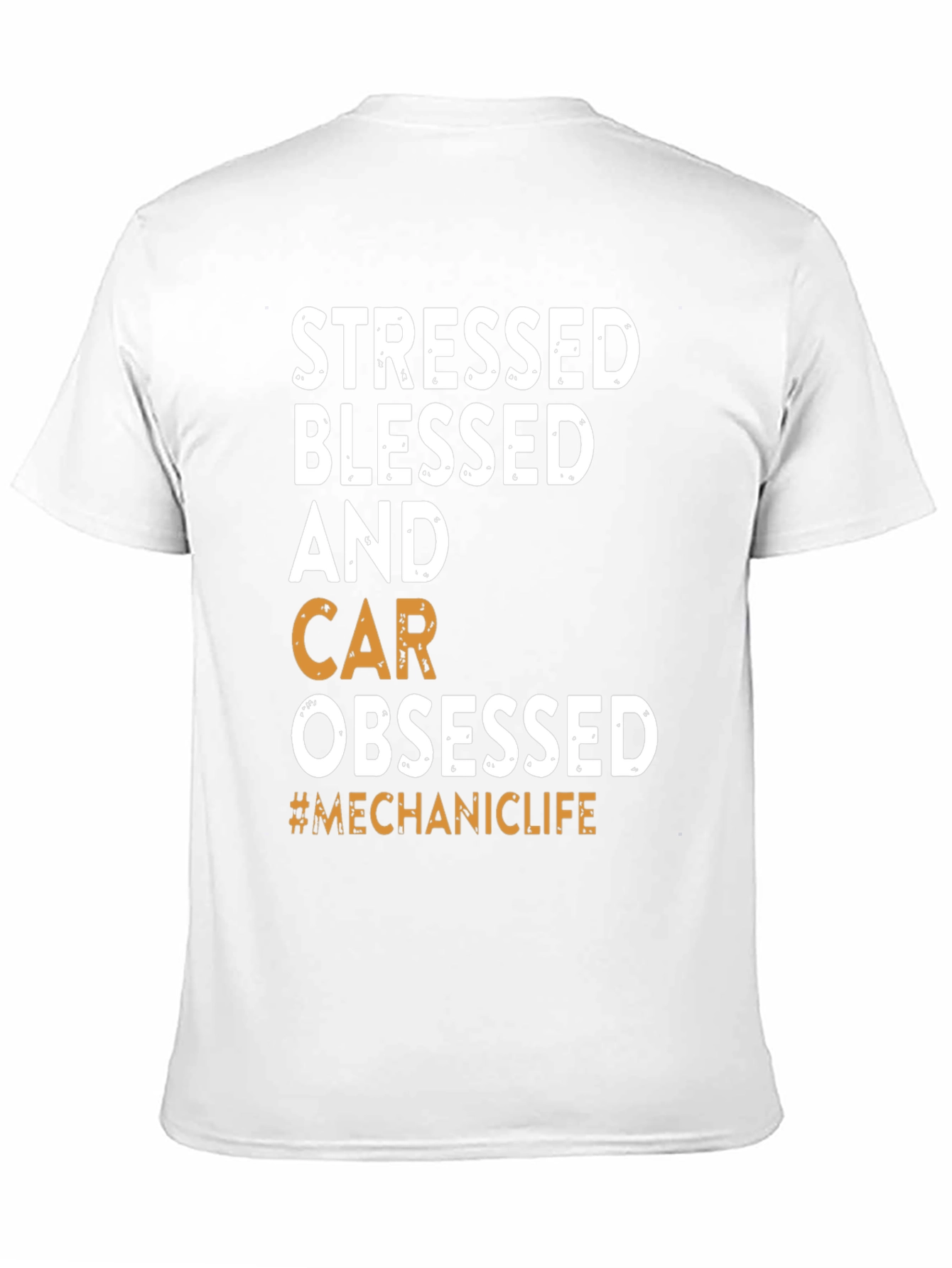 Black Stressed Blessed Car Obsessed T-Shirt view 11