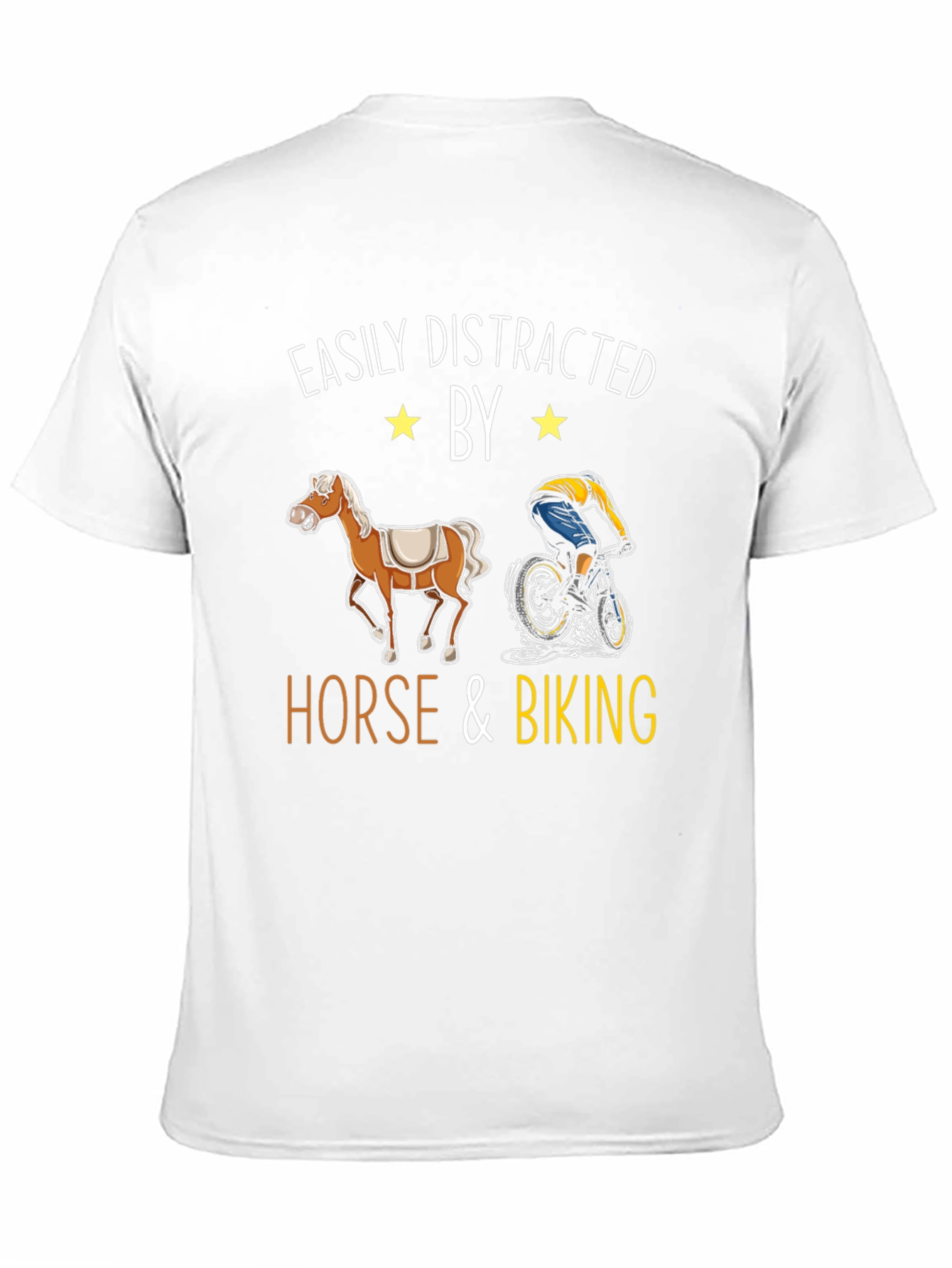 Black Easily Distracted by Horse & Biking T-Shirt view 11
