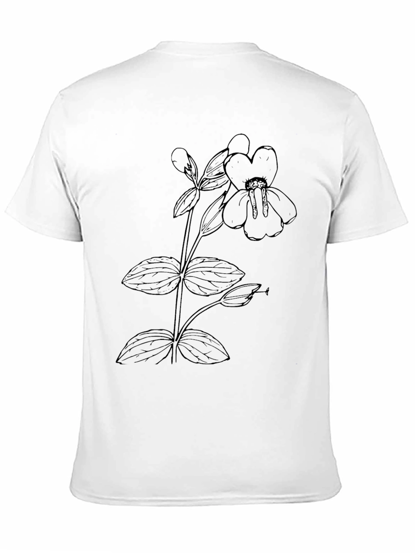 Black Botanical Print Tee - Minimalist Flower Design view 11