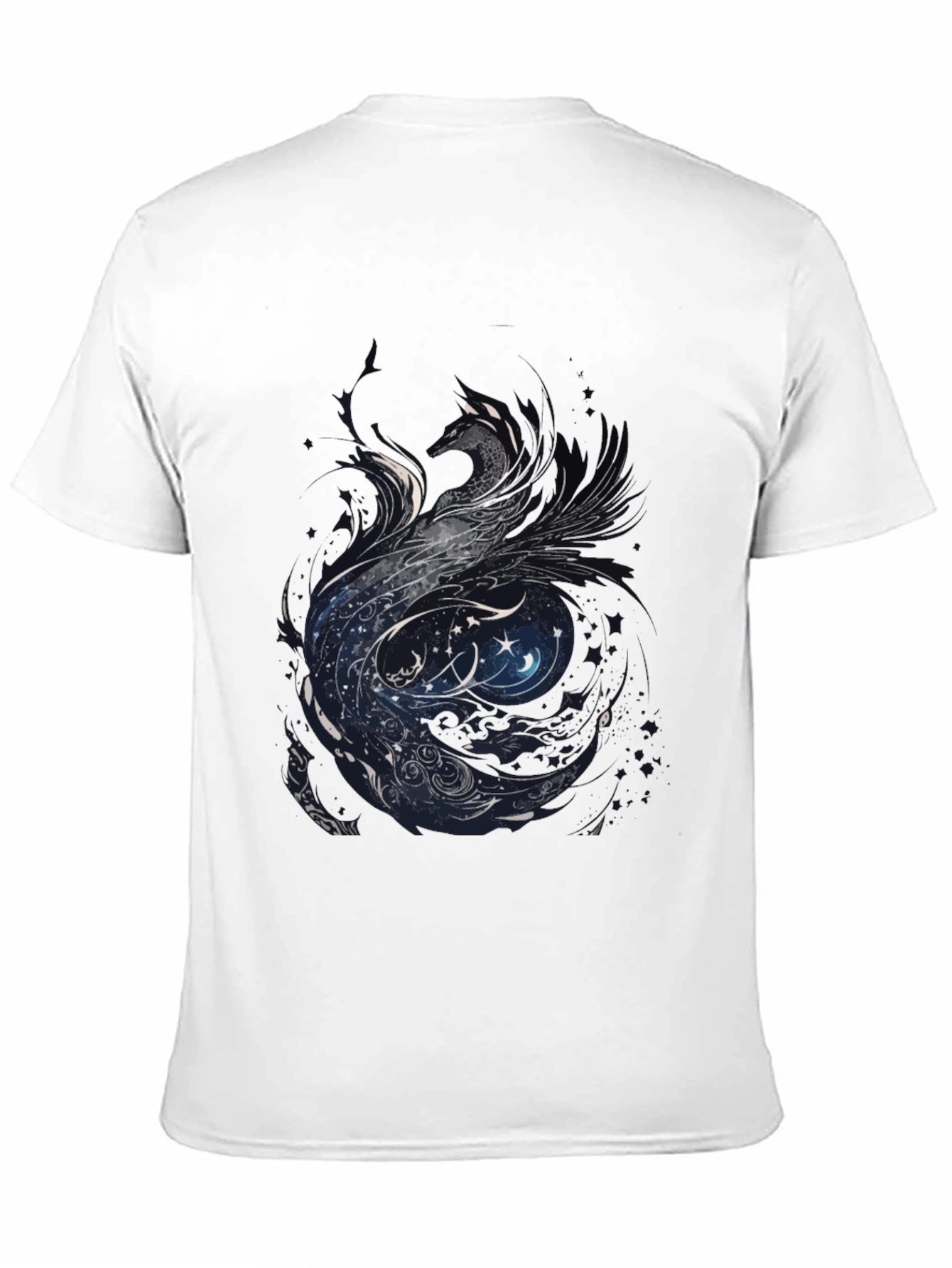 Black Mystic Phoenix Graphic Tee - Black Cotton Blend view 11