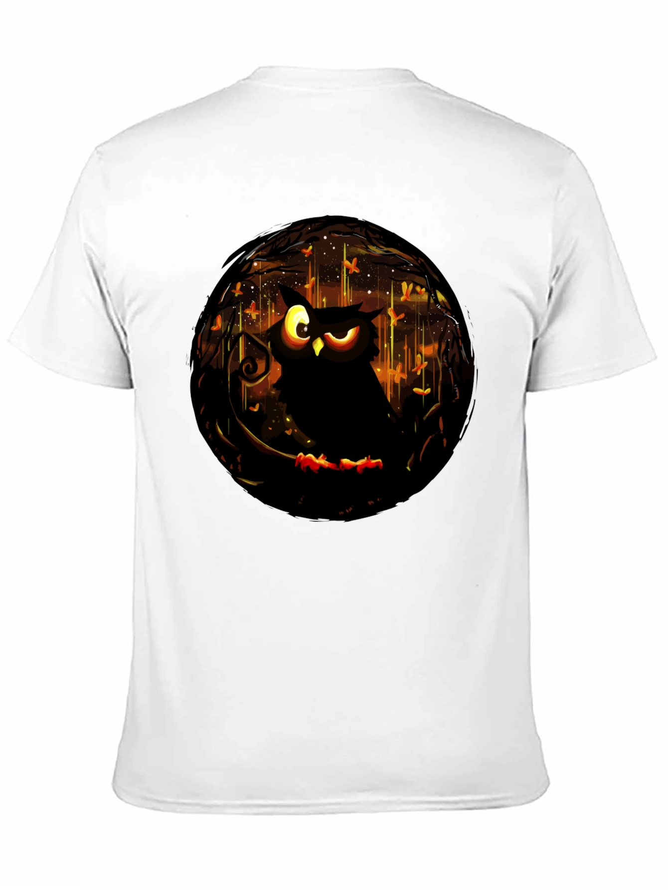 Black Owl Graphic Print T-Shirt - Men's Black Tee view 11