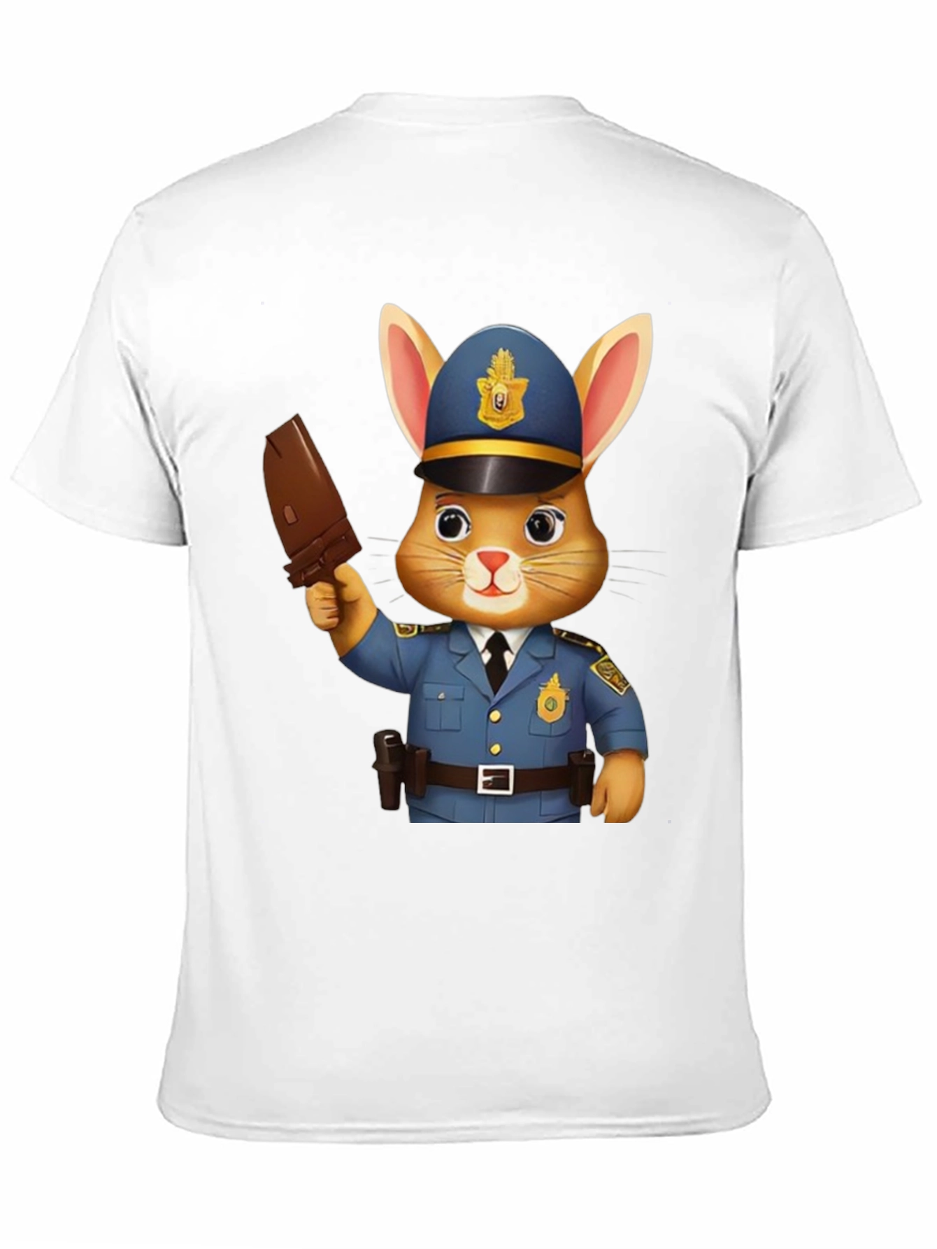 Black Bunny Cop Graphic T-Shirt - Unisex Black Tee view 11
