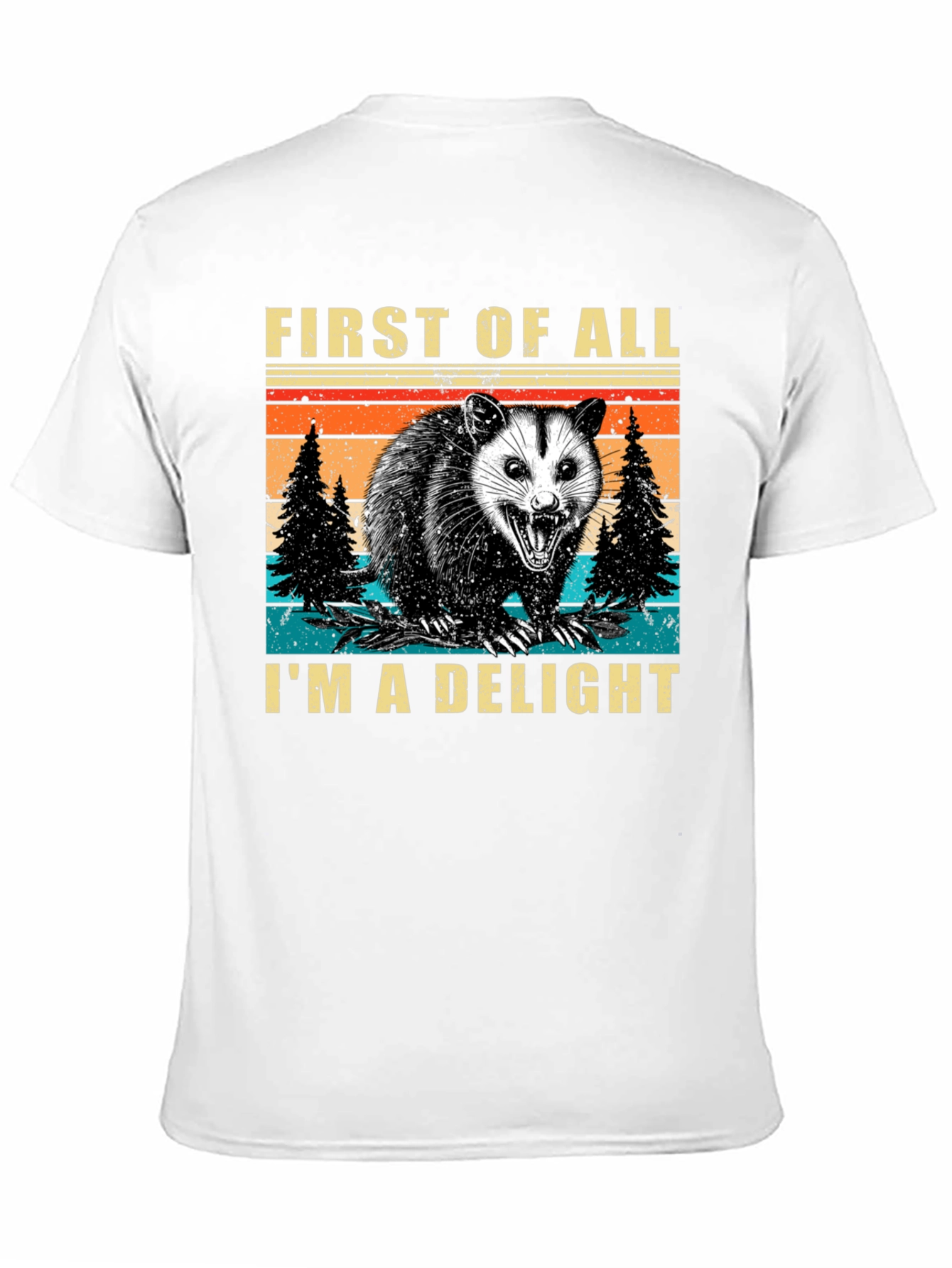 Black First of All I'm a Delight Opossum T-Shirt view 11
