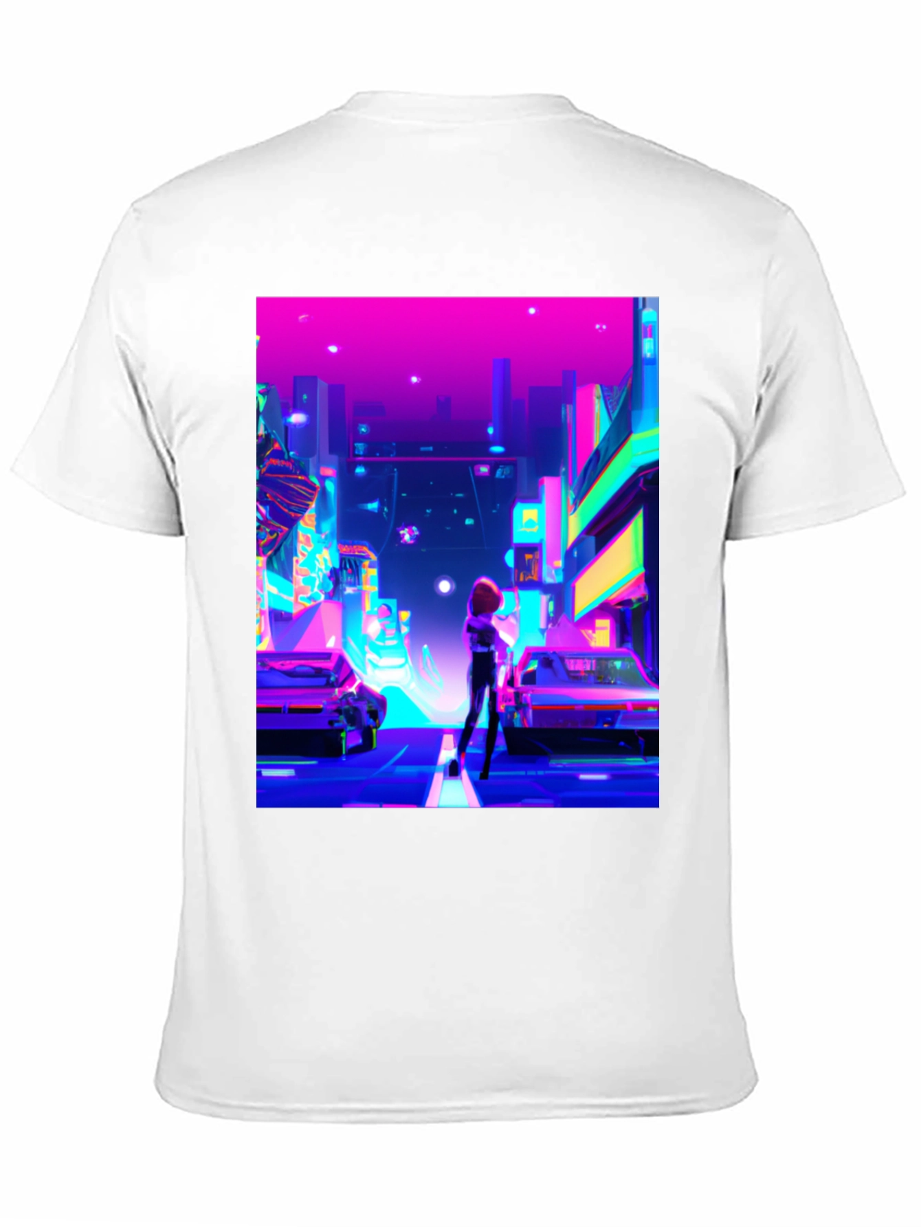 Black Neon Cityscape T-Shirt - Futuristic Style view 11