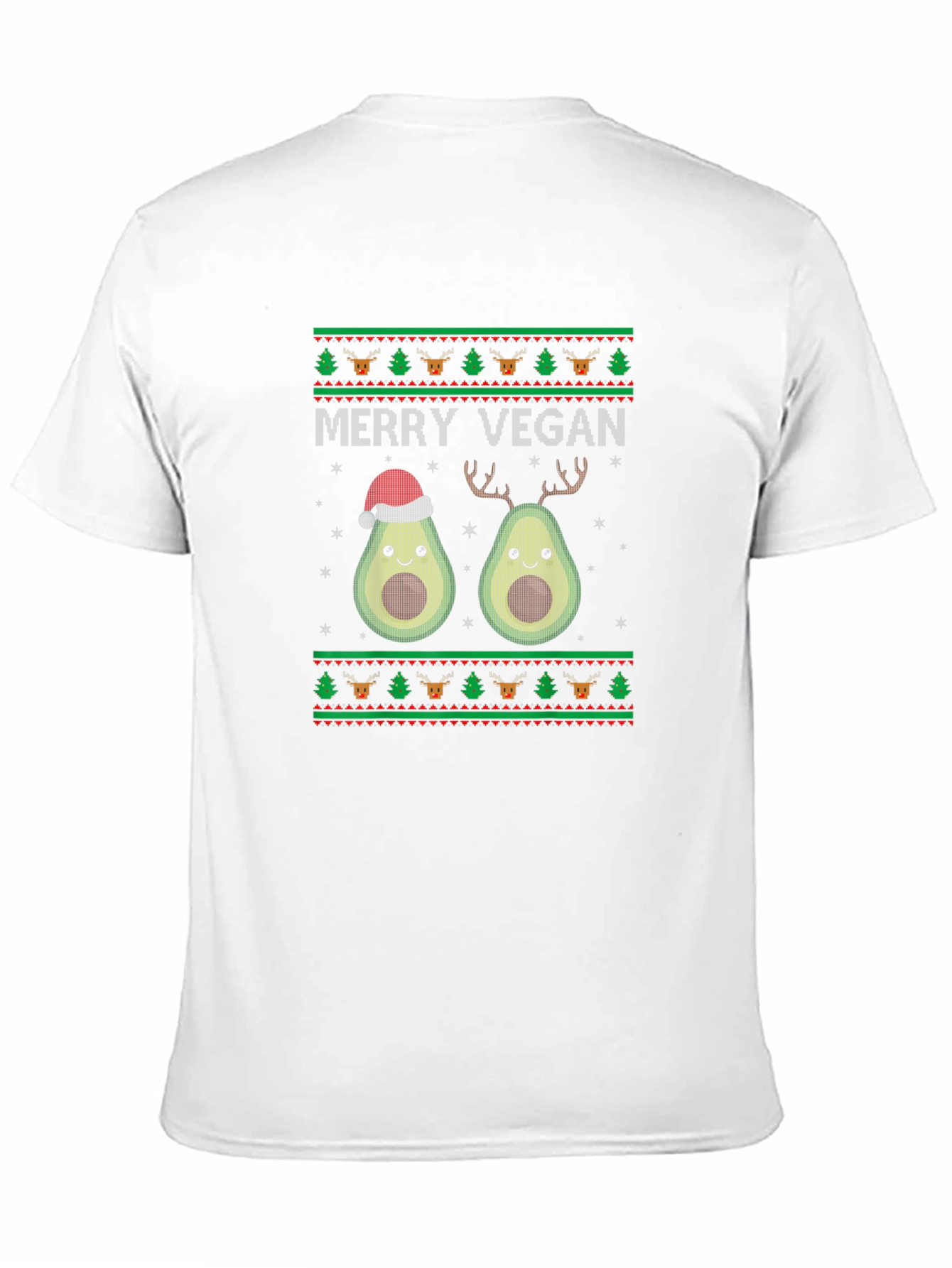 Black Merry Vegan Avocado Christmas T-Shirt view 11