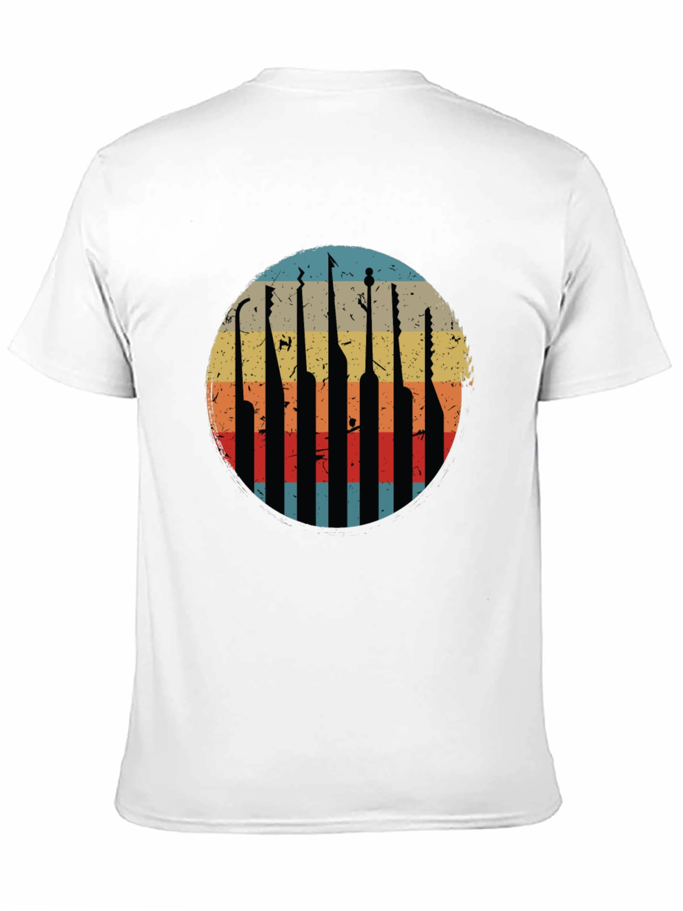 Black Retro Guitar Pick T-Shirt - Vintage Style Music Tee view 11