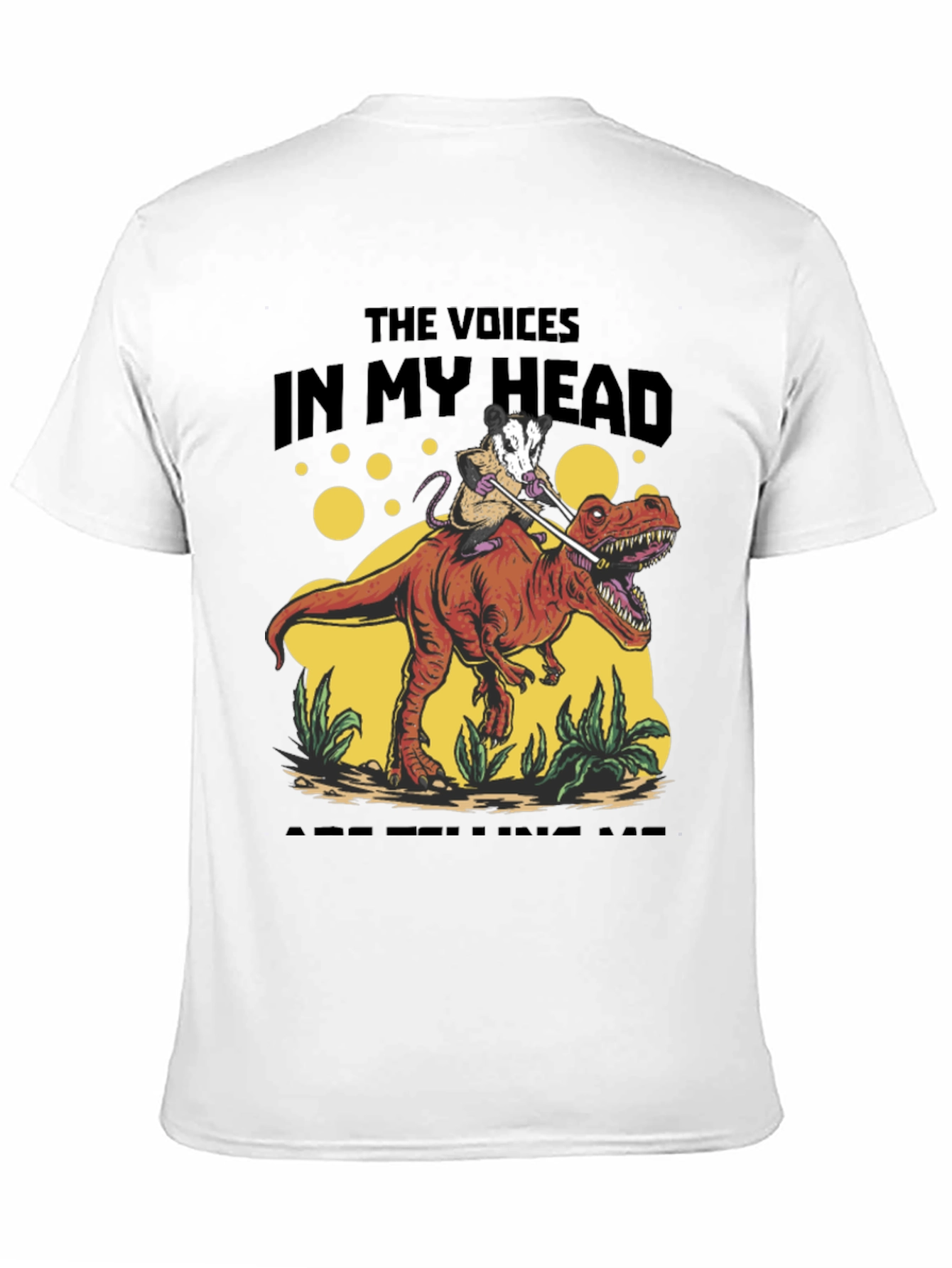 Black Opossum Riding Dinosaur T-Shirt - The Voices In My Head view 11