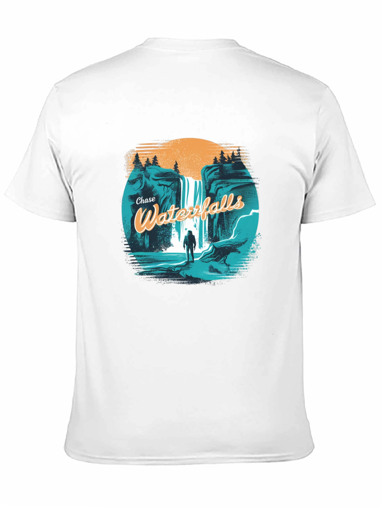 Black Chase Waterfalls Graphic Tee - Black Cotton T-Shirt view 11