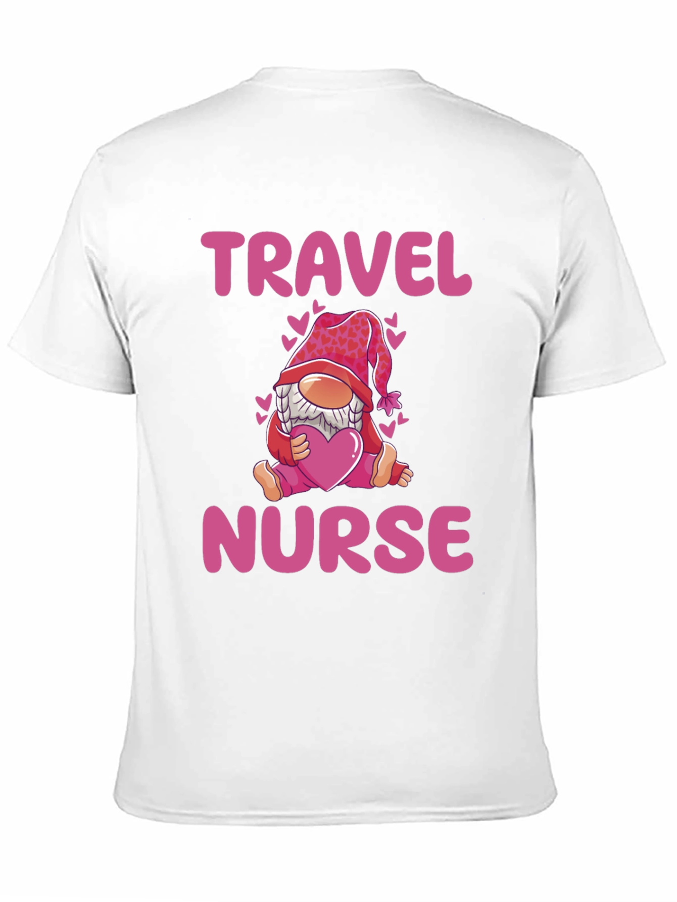Black Travel Nurse Gnome T-Shirt - Valentine's Day Gift view 11