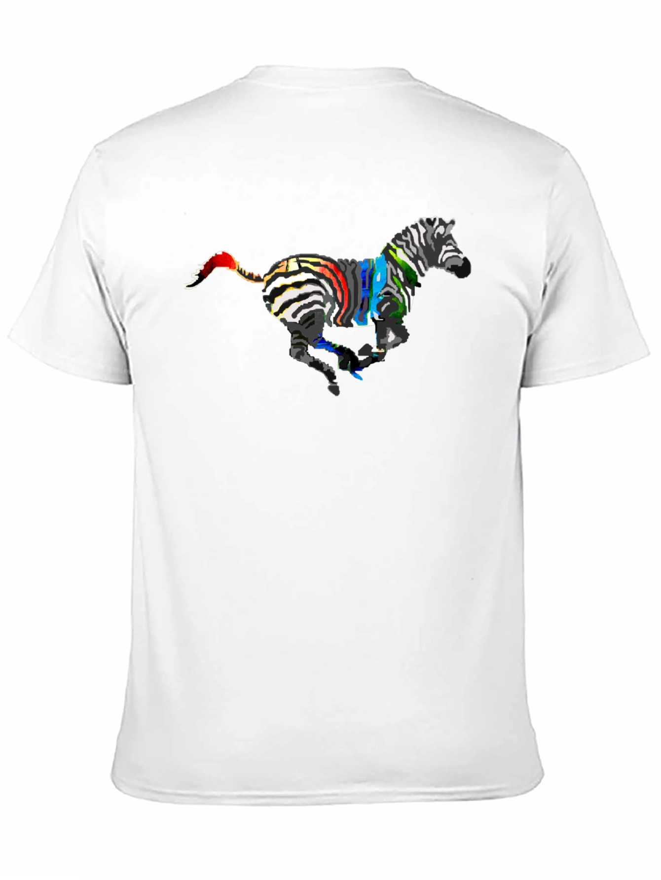 Black Colorful Zebra Graphic Tee - Black Cotton T-Shirt view 11
