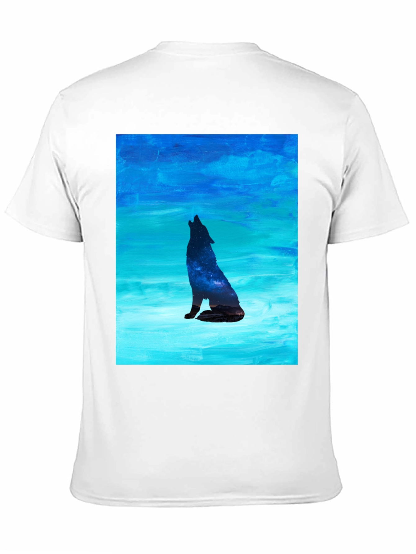 Black Howling Wolf Galaxy Print Black T-Shirt view 11